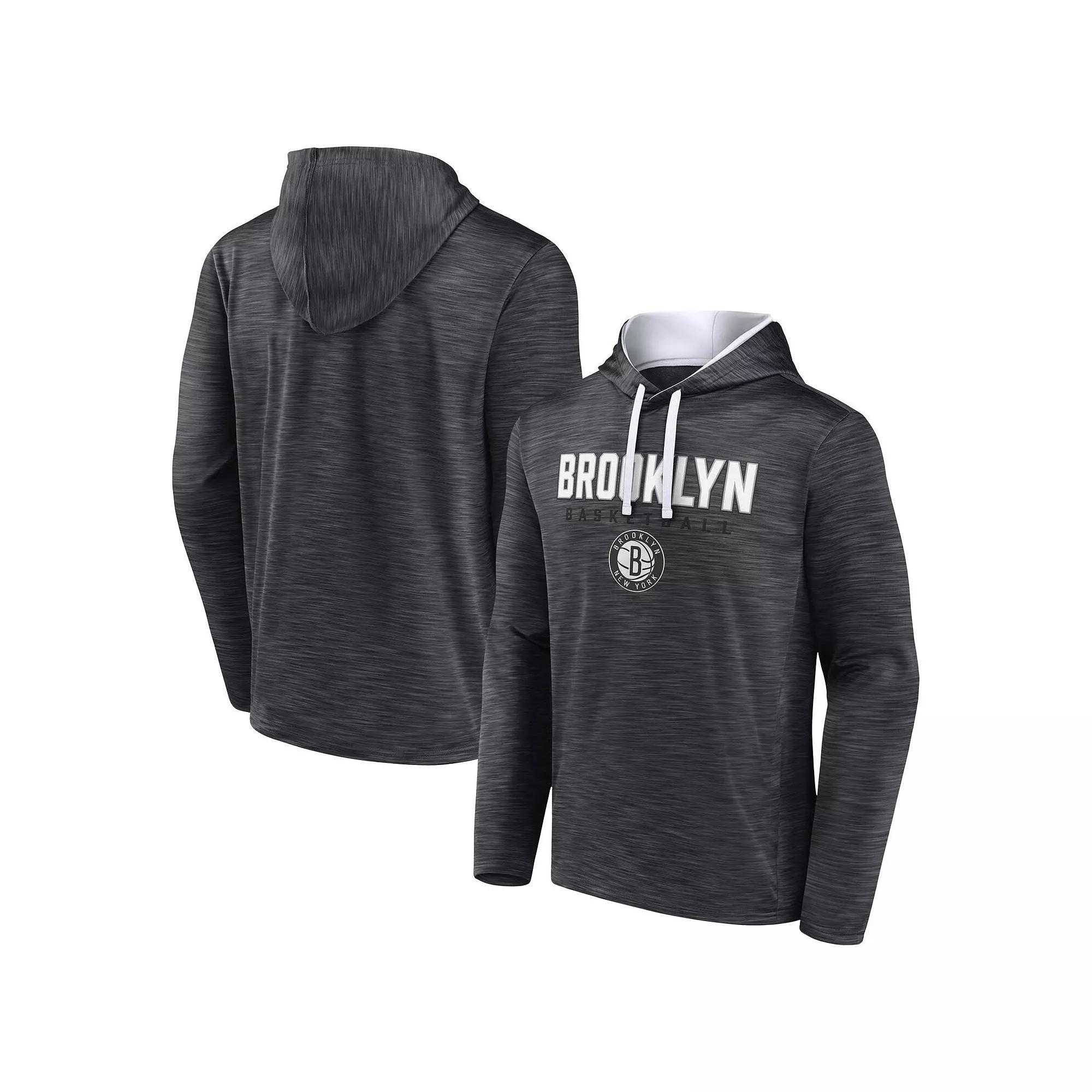 Men's Fanatics Branded Heather Charcoal Brooklyn Nets Fast Break Pullover Hoodie,  Product Image