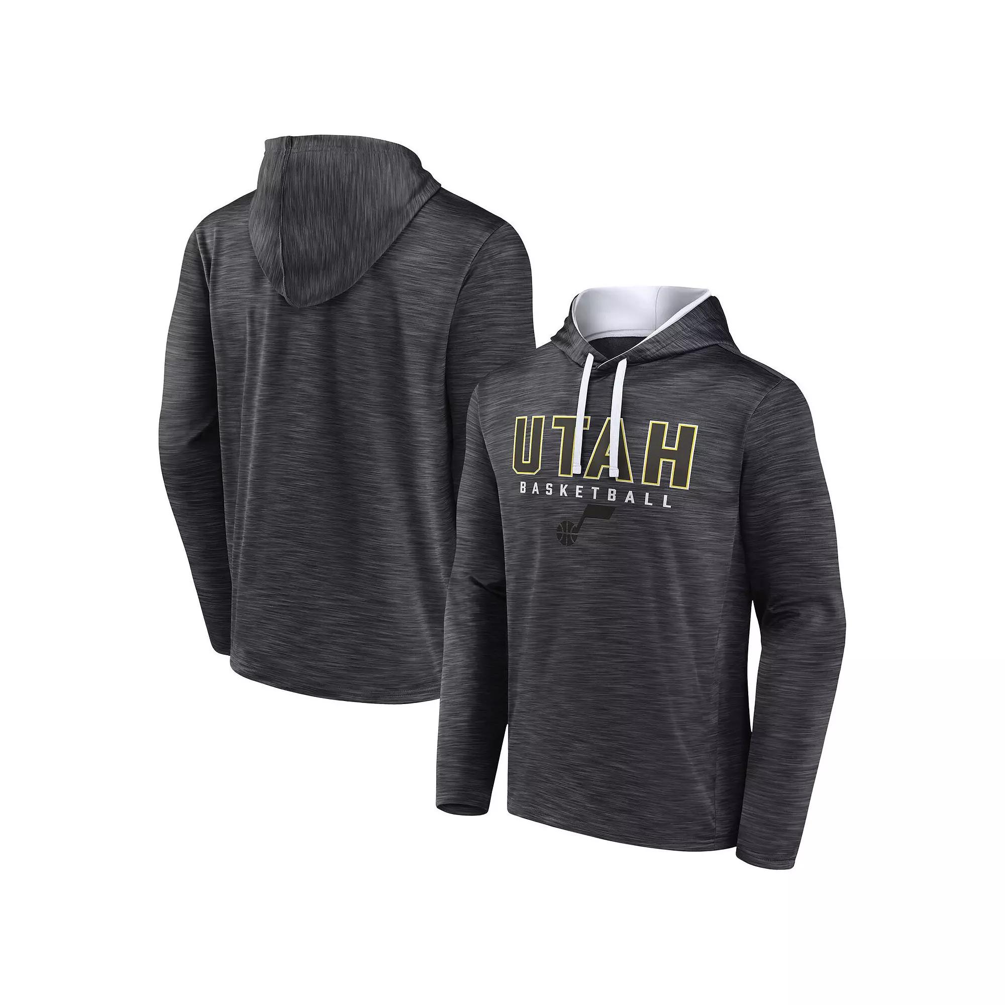 Men's Fanatics Branded Heather Charcoal Brooklyn Nets Fast Break Pullover Hoodie,  Product Image