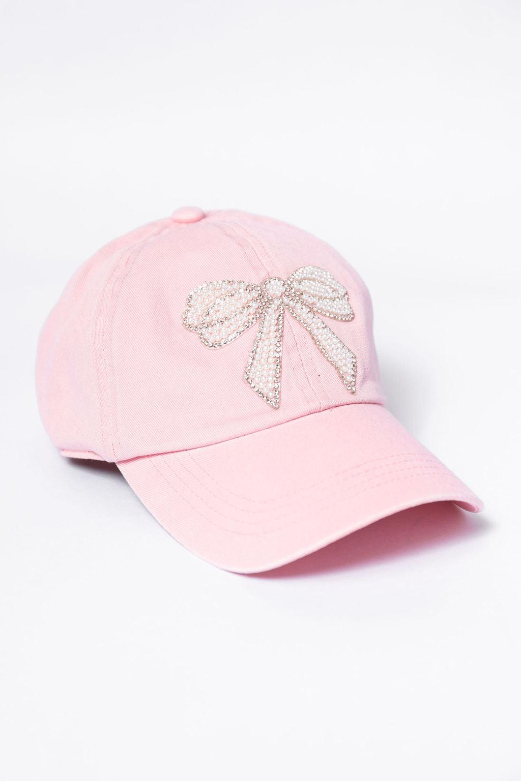Pink Pearl Bow Hat Girls Product Image