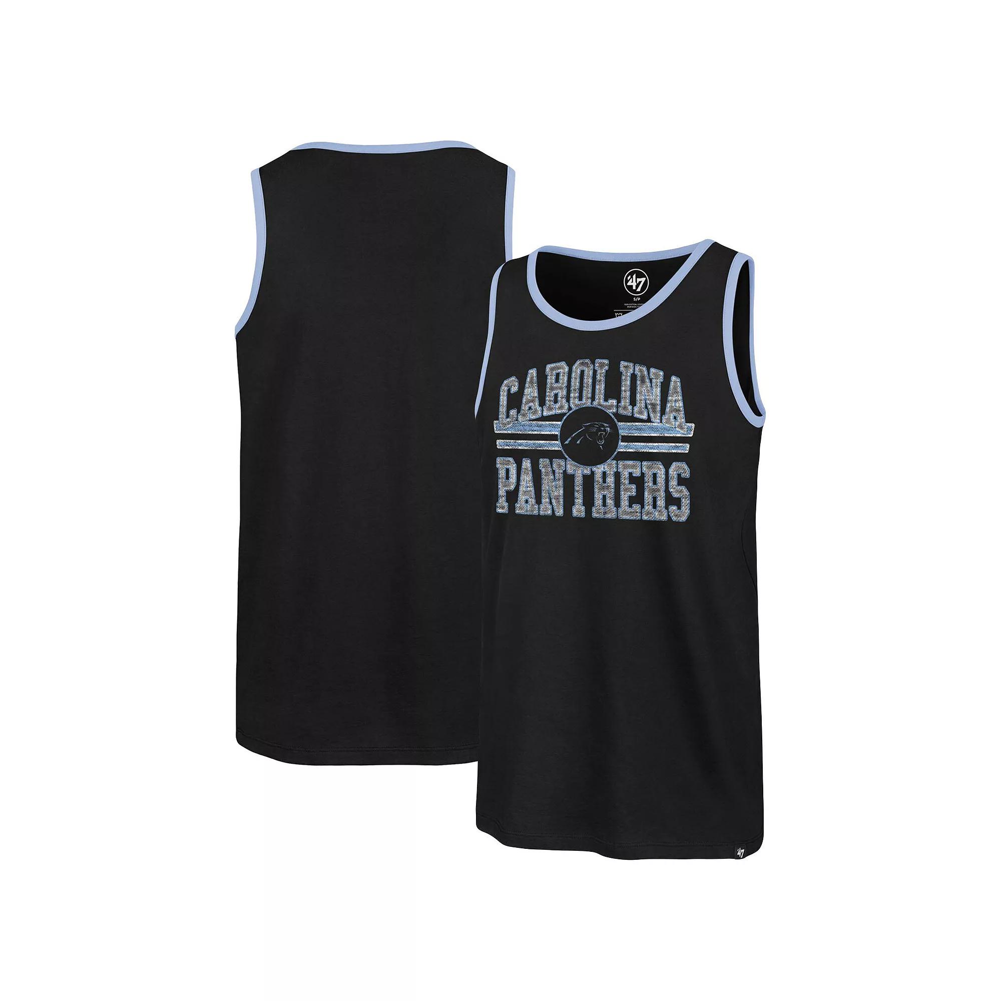 Men's '47  Black Carolina Panthers Winger Franklin Tank Top, Size: Large Product Image