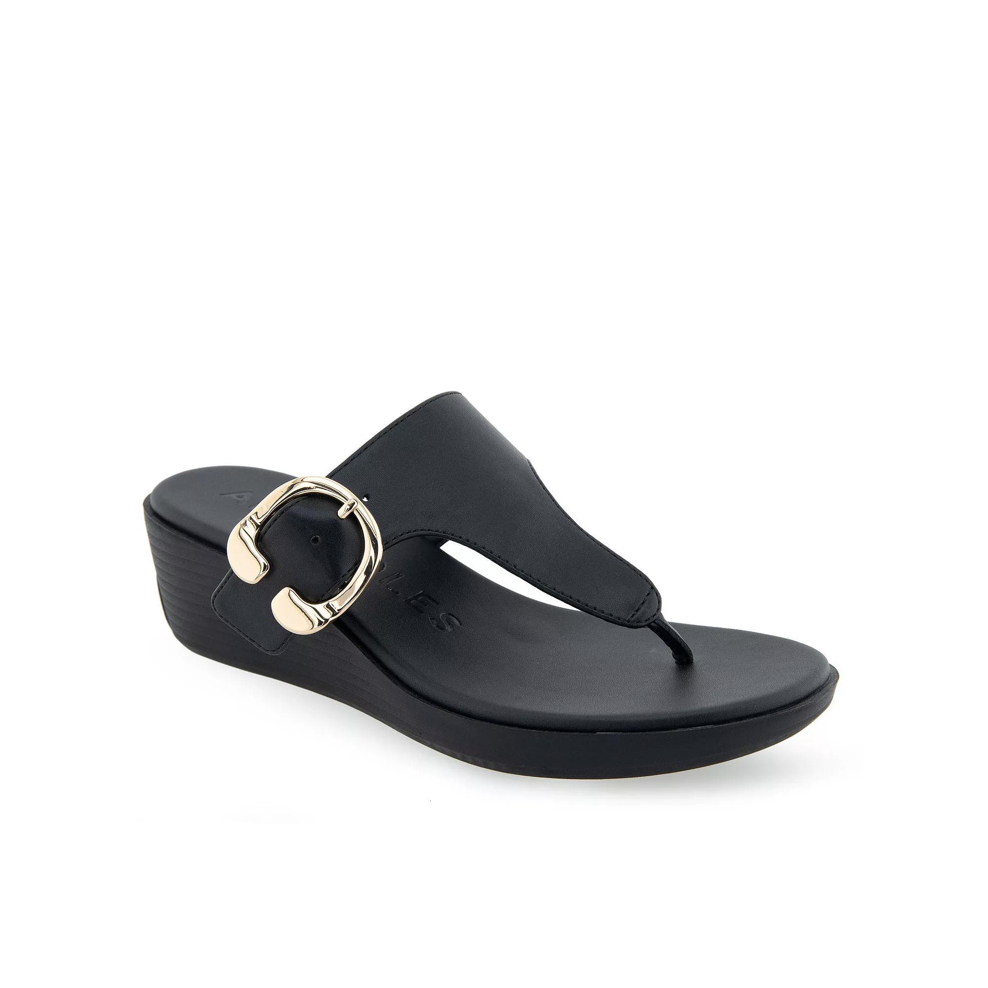 Aerosoles Izola Women's Wedge Sandals, Size: 7.5, Black Pu Product Image