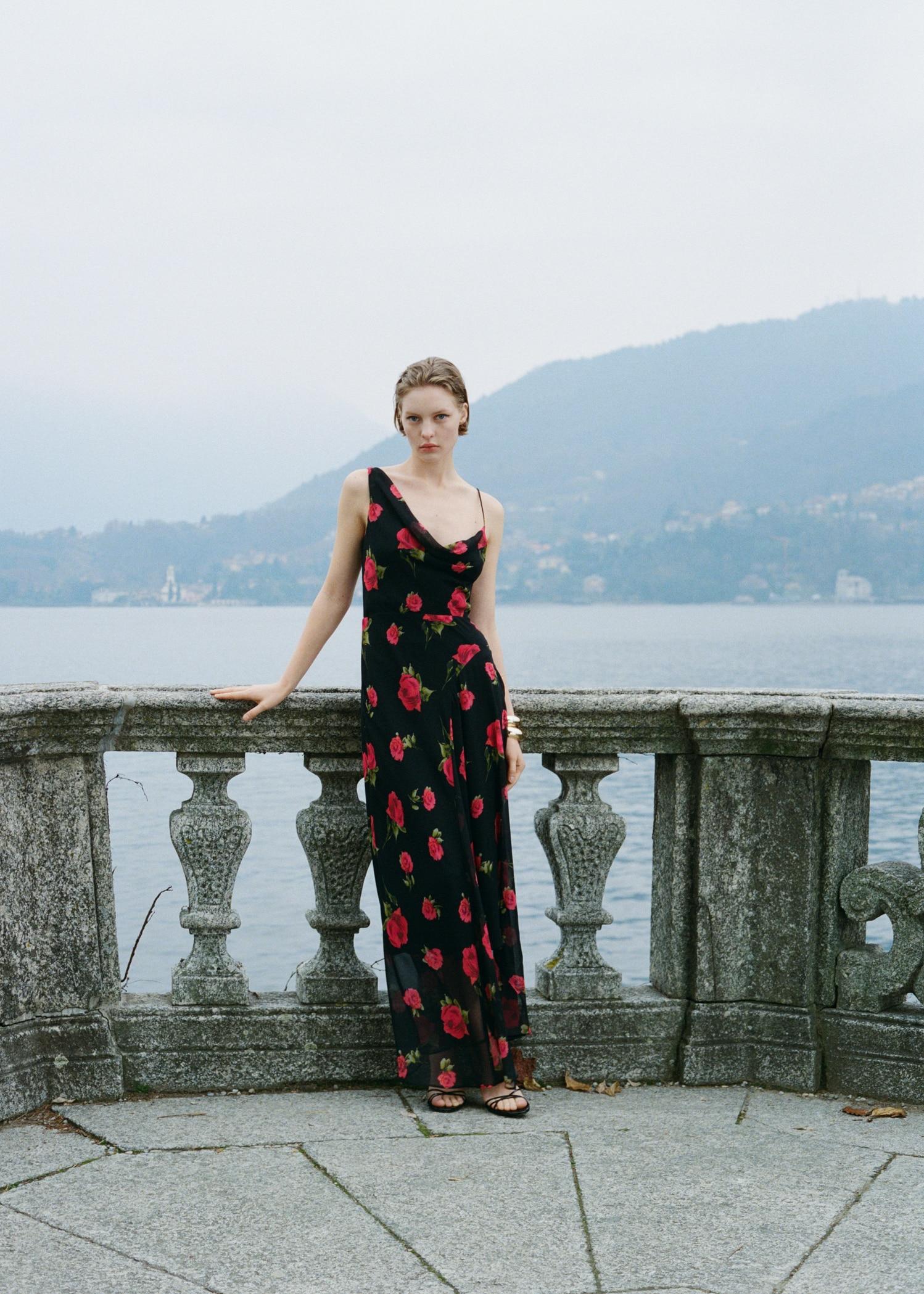 Long floral-print dress - Women | MANGO USA Product Image