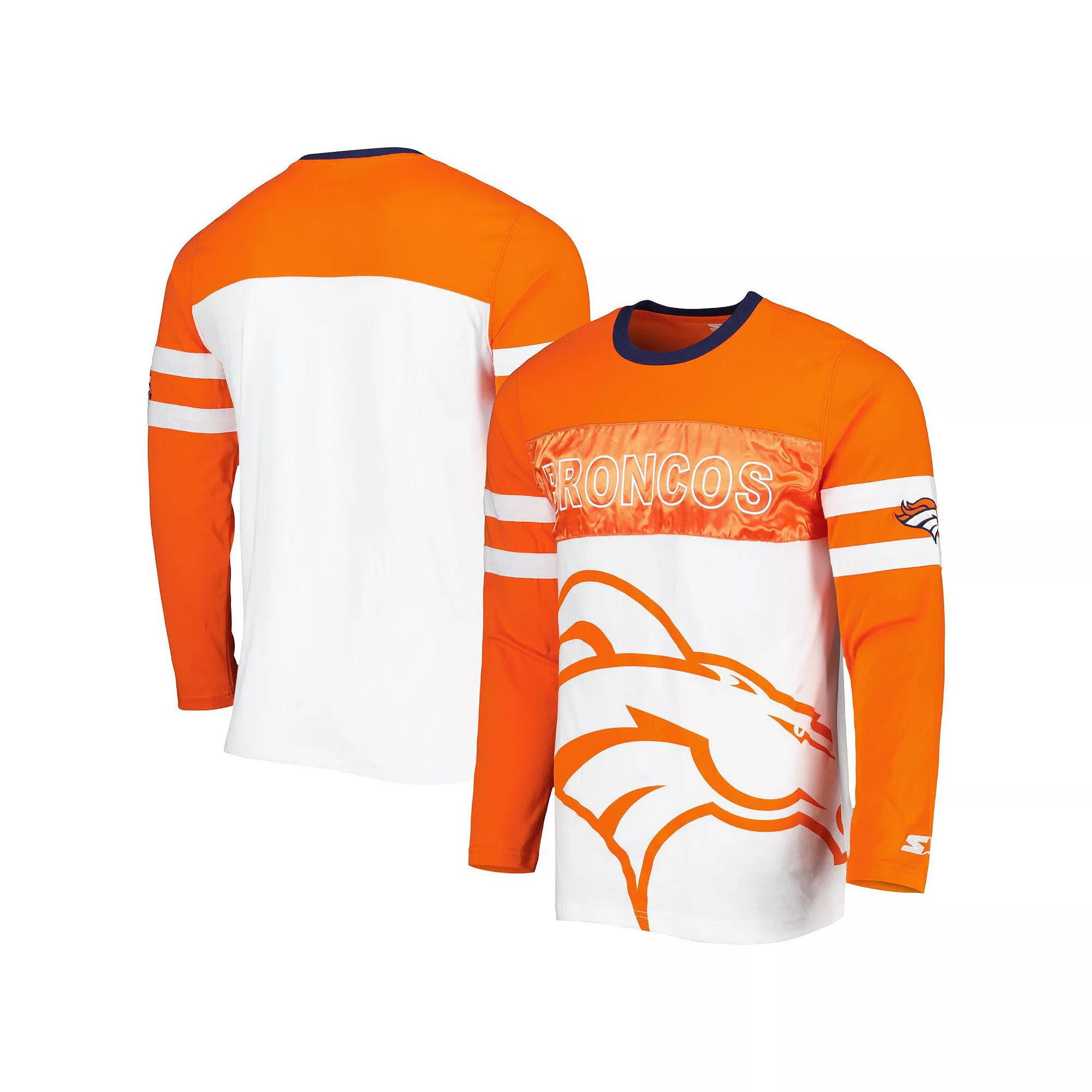 Men's Starter Orange/White Denver Broncos Halftime Long Sleeve T-Shirt, Size: Small Product Image