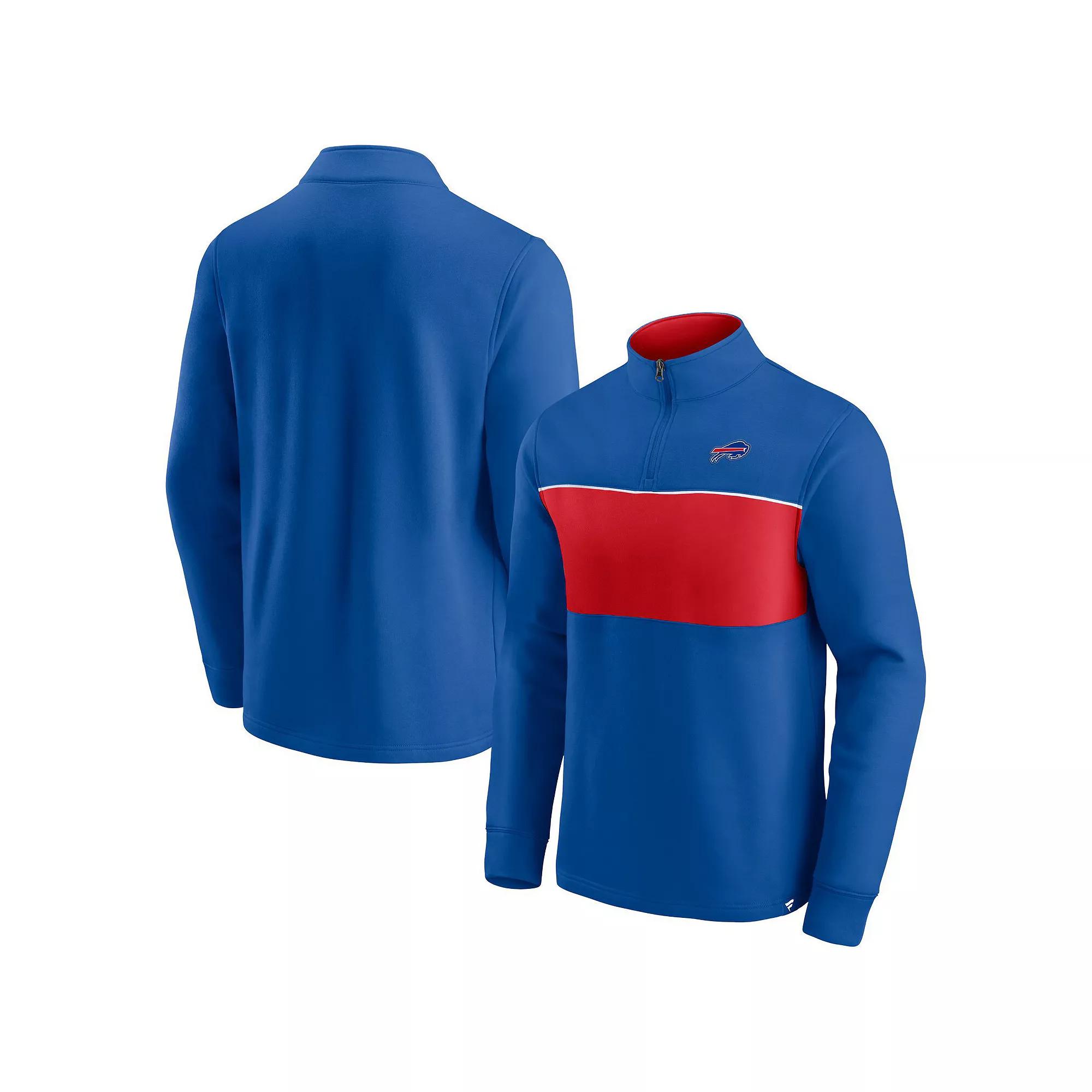 Men's Fanatics Branded Royal/Red Buffalo Bills Block Party Quarter-Zip Jacket, Size: 4XL, Blue Product Image