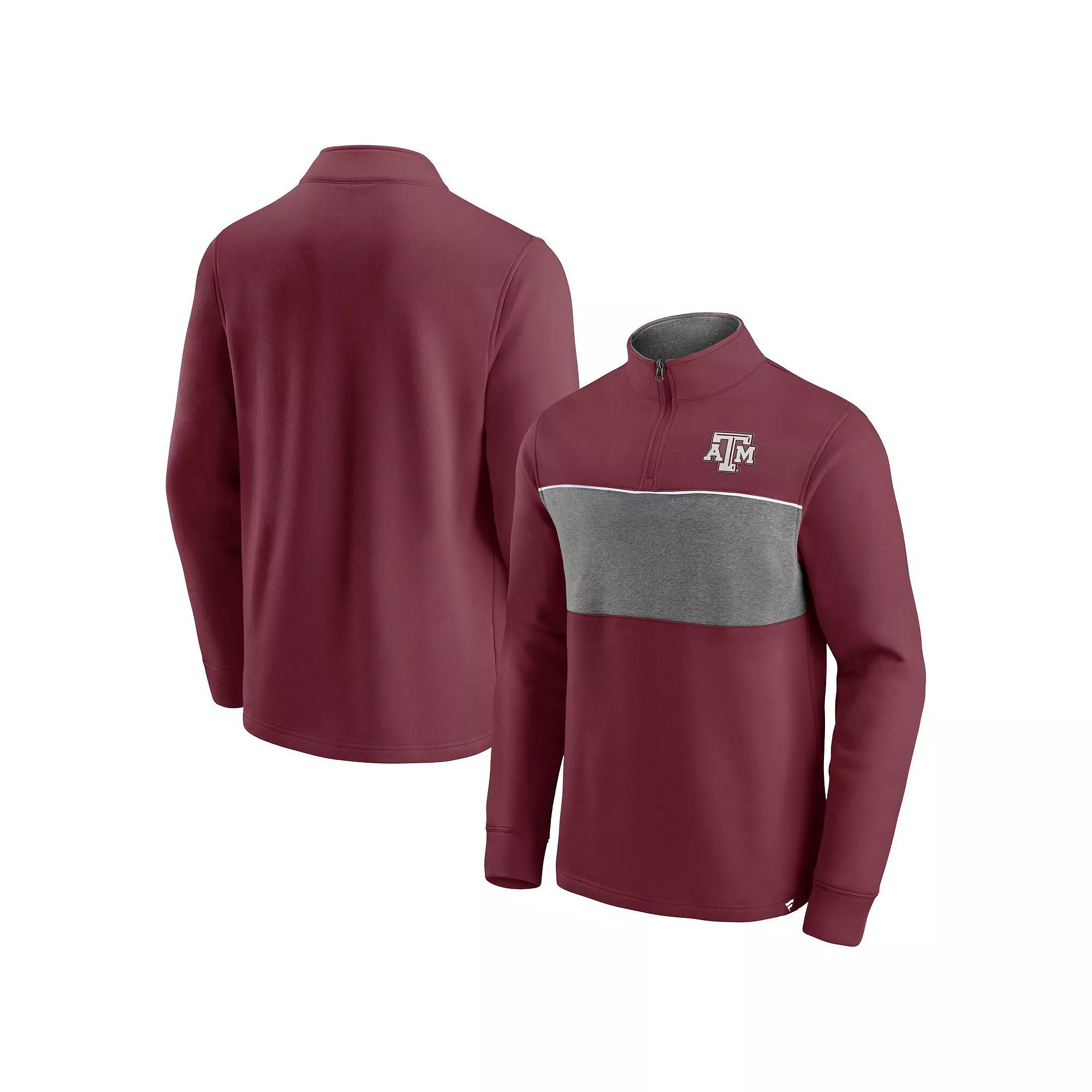 Men's Fanatics Branded Maroon/Heathered Gray Texas A&M Aggies Primary Logo Quarter-Zip Jacket,  Product Image