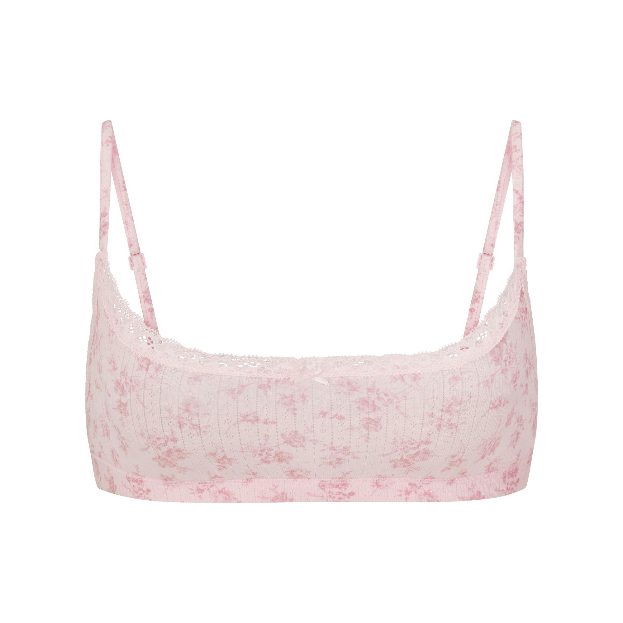 LIGHTWEIGHT COTTON POINTELLE SCOOP BRALETTE | BLOOM DAINTY FLORAL Product Image