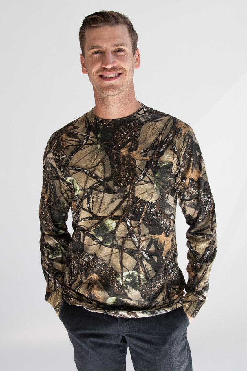 Woodland Camo Long Sleeve Pocket Tee Product Image