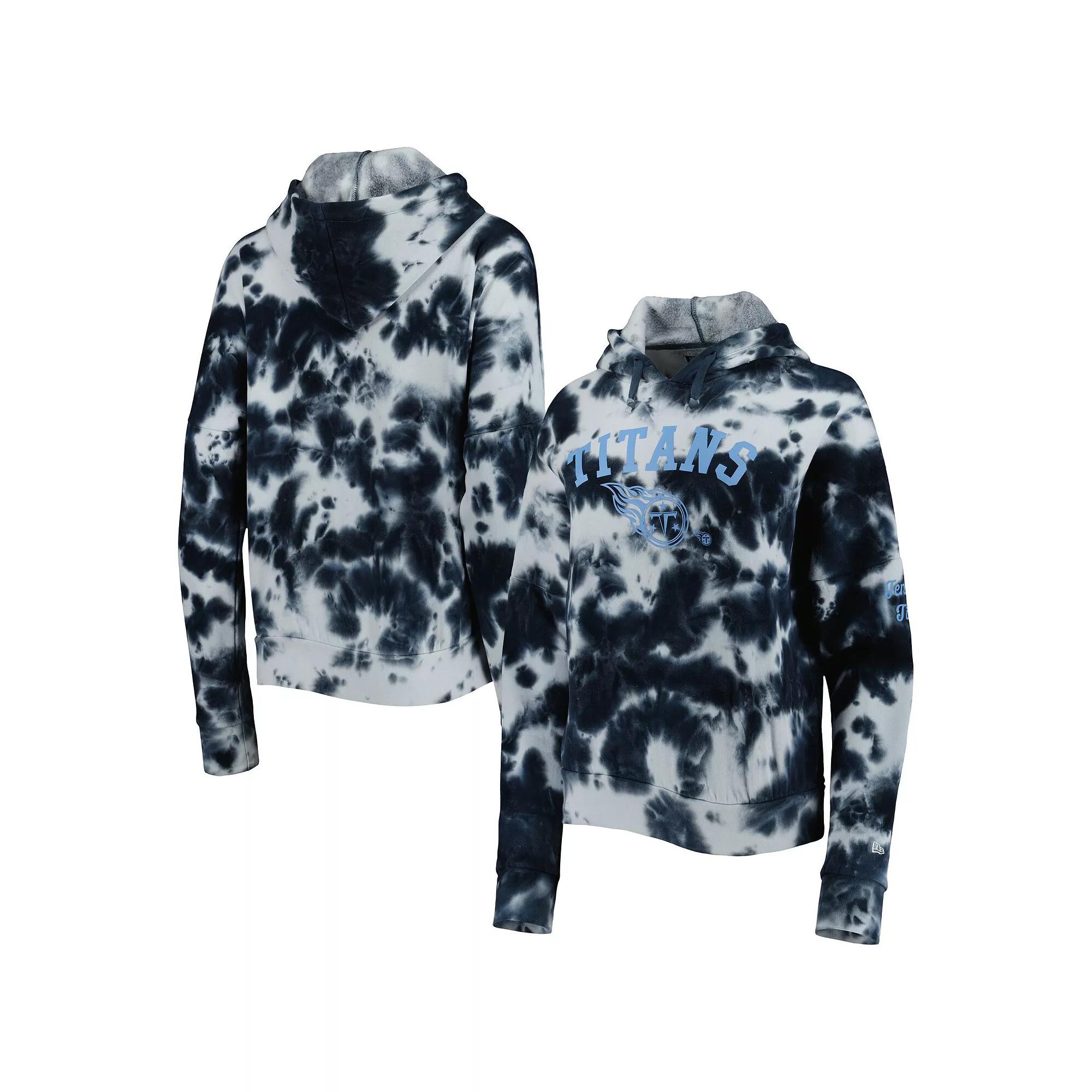 Women's New Era Navy Tennessee Titans Cloud Dye Fleece Pullover Hoodie, Size: Small, Blue Product Image
