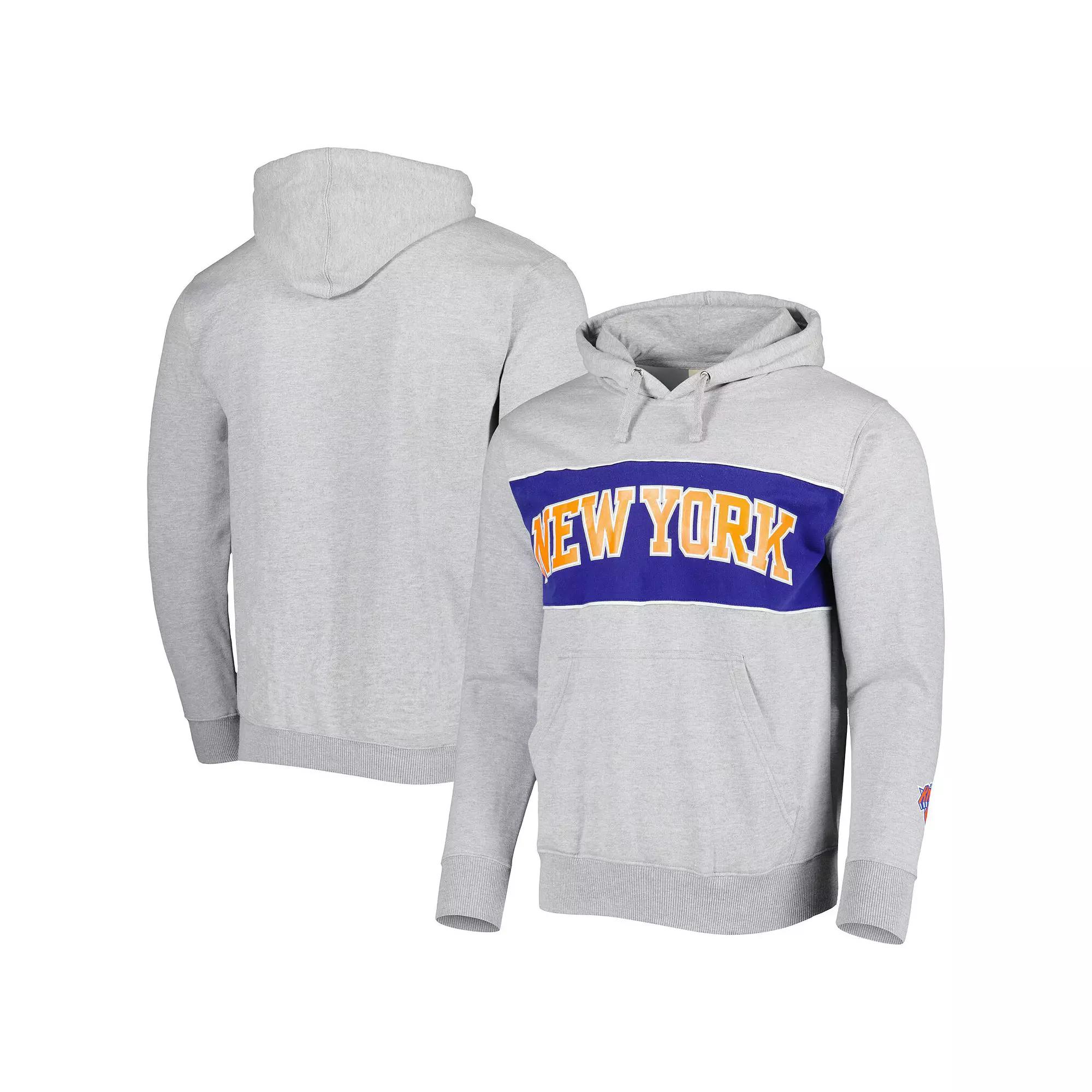Men's Fanatics Branded Heather Gray New York Knicks Wordmark French Terry Pullover Hoodie,  Product Image