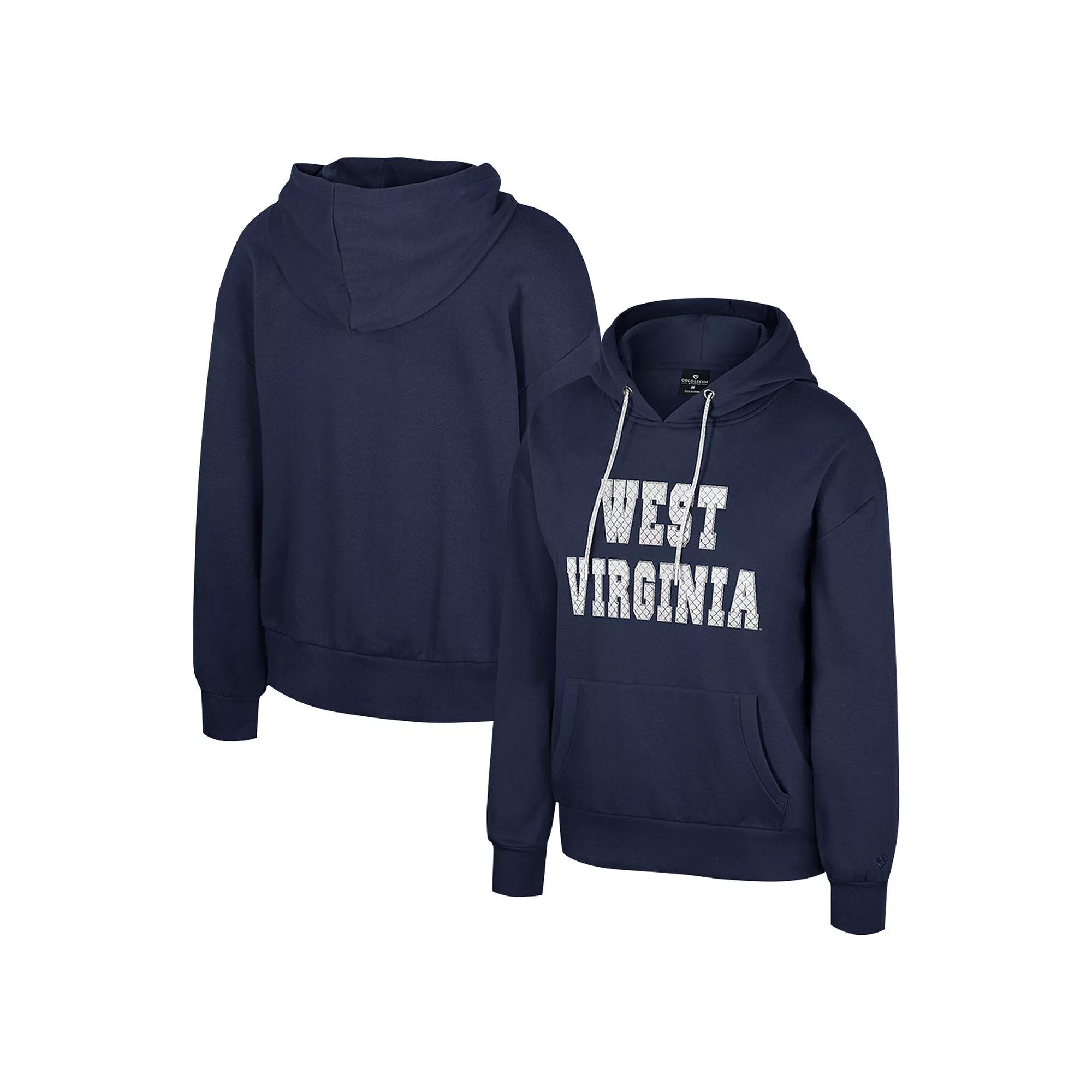 Women's Colosseum Navy West Virginia Mountaineers Reflection Rhinestone Drawcord Pullover Hoodie, Size: XL, Blue Product Image