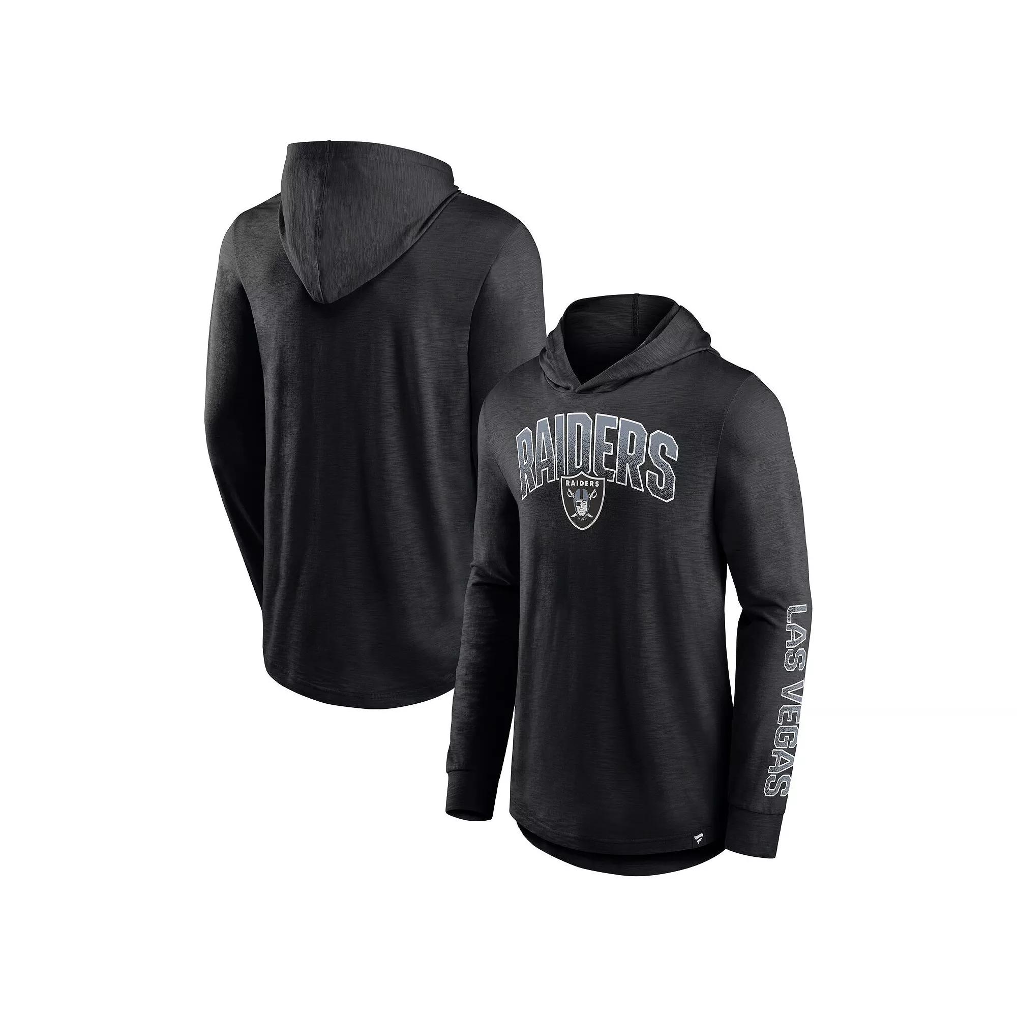 Men's Fanatics Branded Black Las Vegas Raiders Front Runner Long Sleeve Hooded T-Shirt, Size: Medium, Lvr Black Product Image