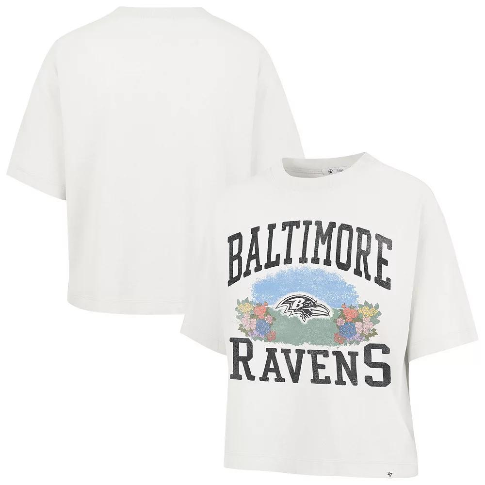 Women's '47  Natural Baltimore Ravens Florentina Montauk Cropped T-Shirt, Size: Small, Beige Product Image