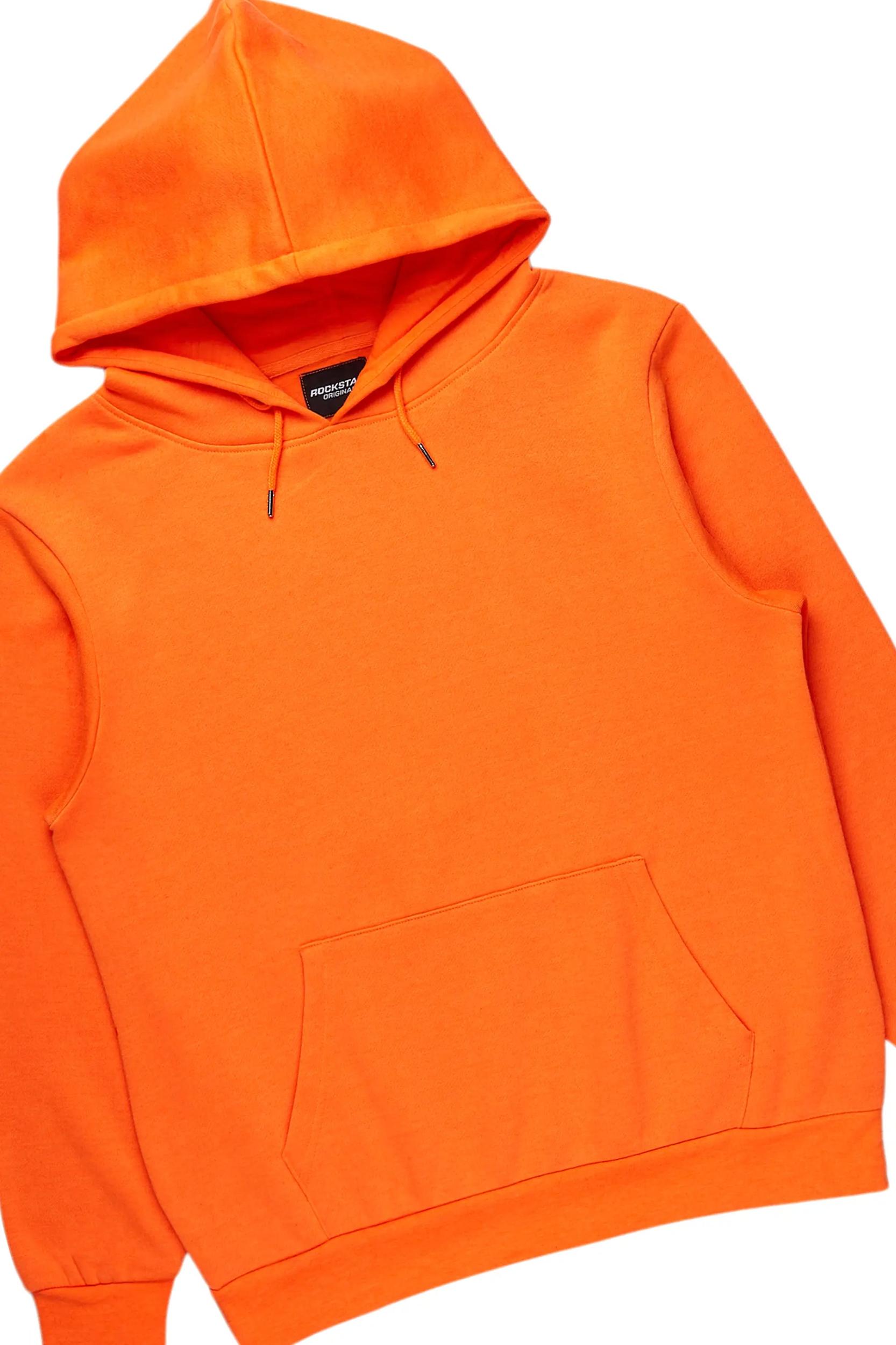 Basic Orange Hoodie/Baggy Track Pant Set Male Product Image