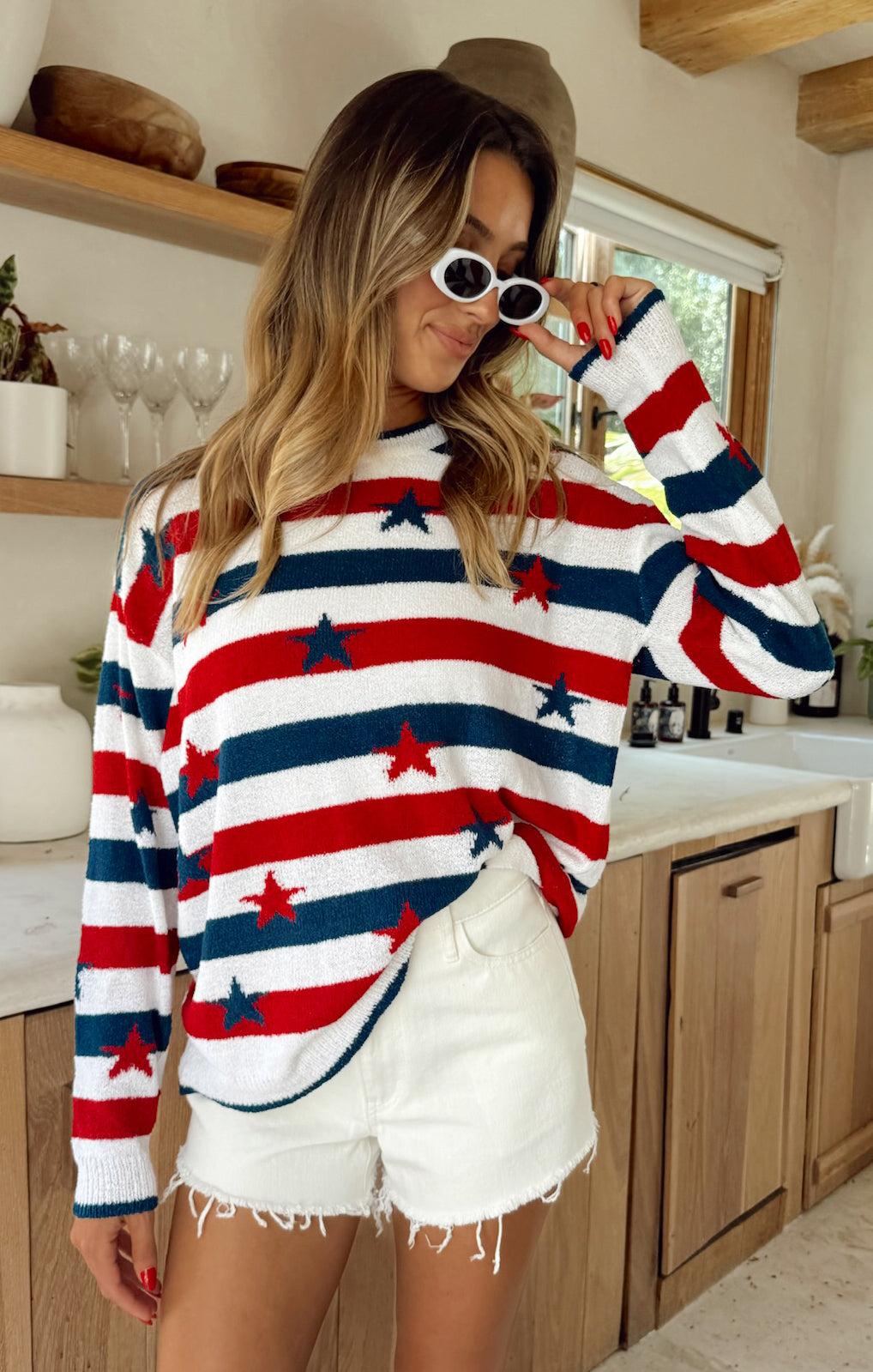 Go To Sweater ~ Star Spangled Stripe Knit Product Image