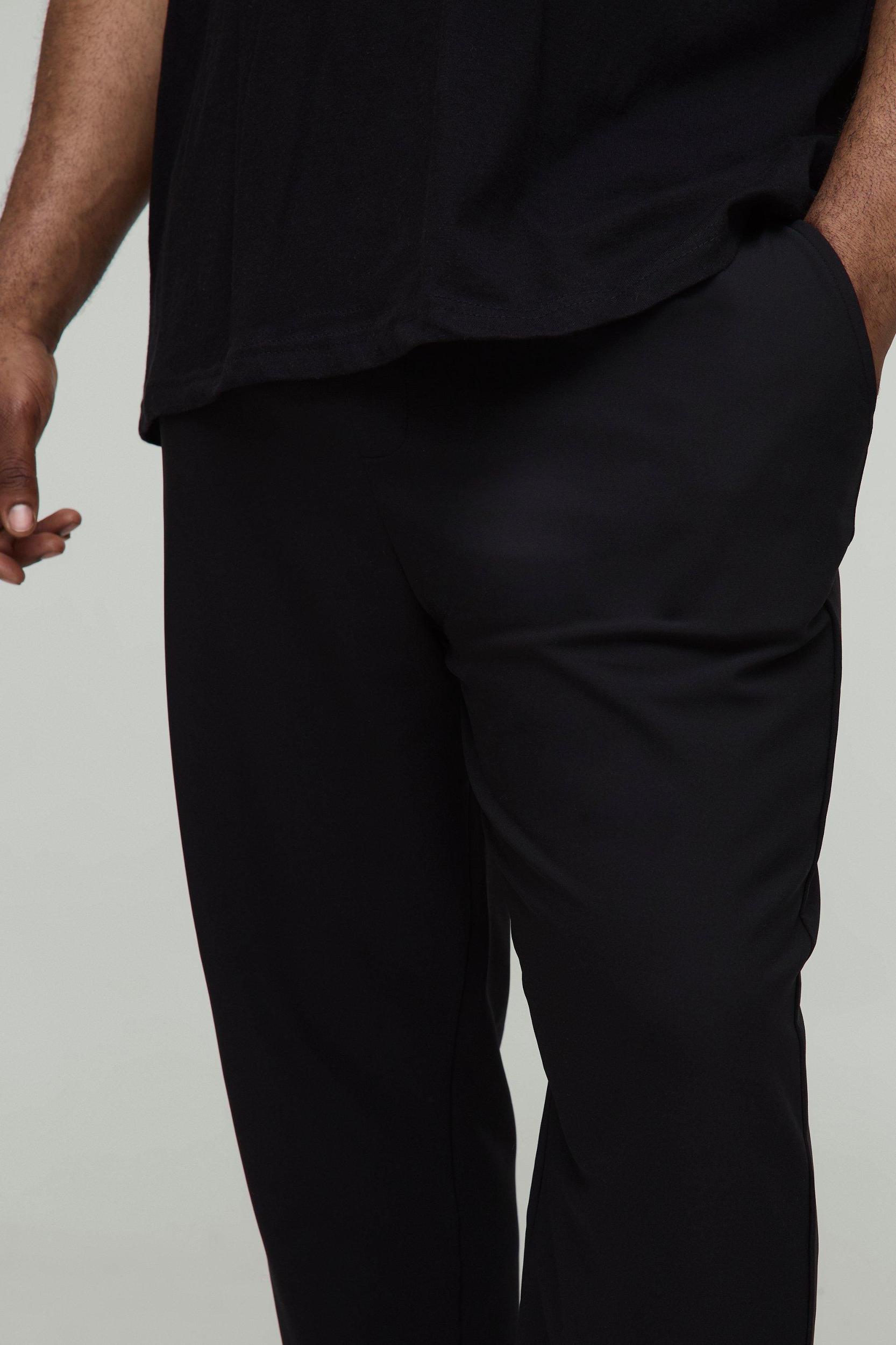 Plus Elasticated Waist Technical Stretch Slim Trousers | boohooMAN USA Product Image