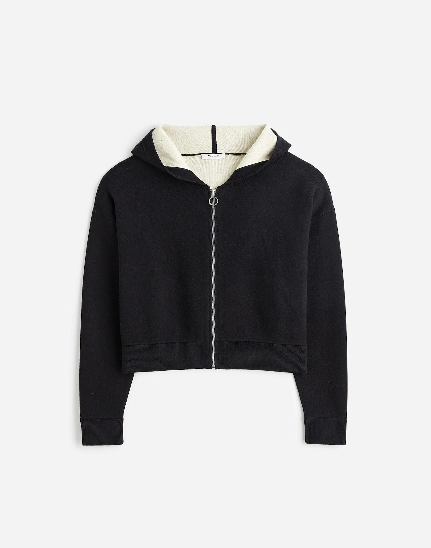 Double-Face Cotton-Blend Sweater Hoodie Product Image