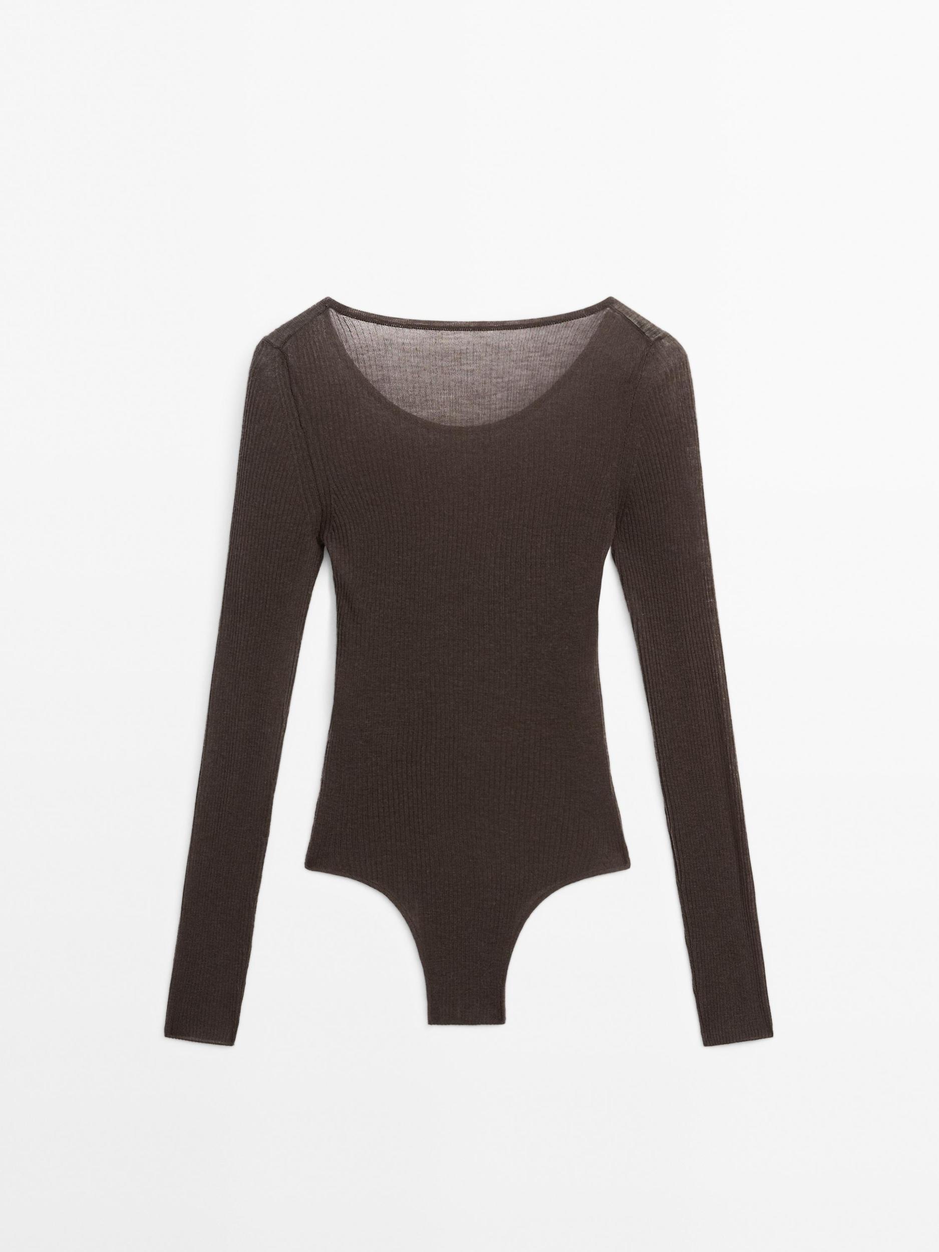 Semi-sheer 100% wool bodysuit - STUDIO Product Image