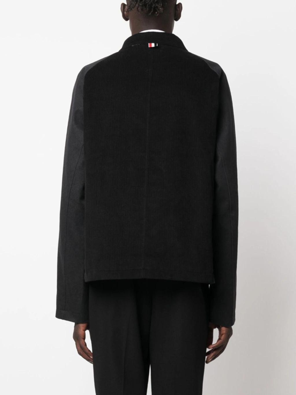 THOM BROWNE Cropped Relaxed Field Jacket Top Applied Pockets In Black Product Image