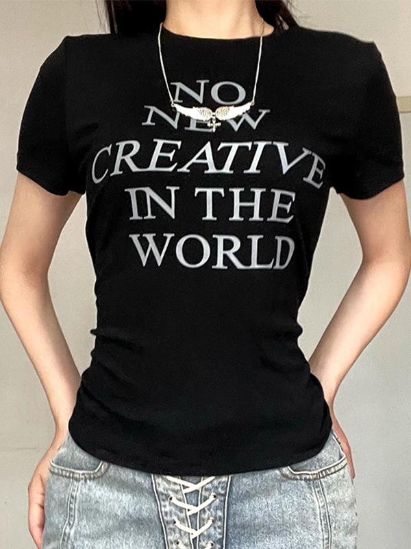 Lettering Printed Short Sleeve Tee Product Image