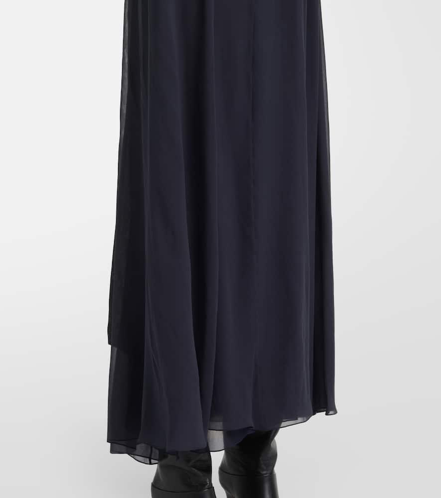 CHLOÉ Turtleneck Long-sleeve Swiss Dot Silk Maxi Dress In Black Product Image