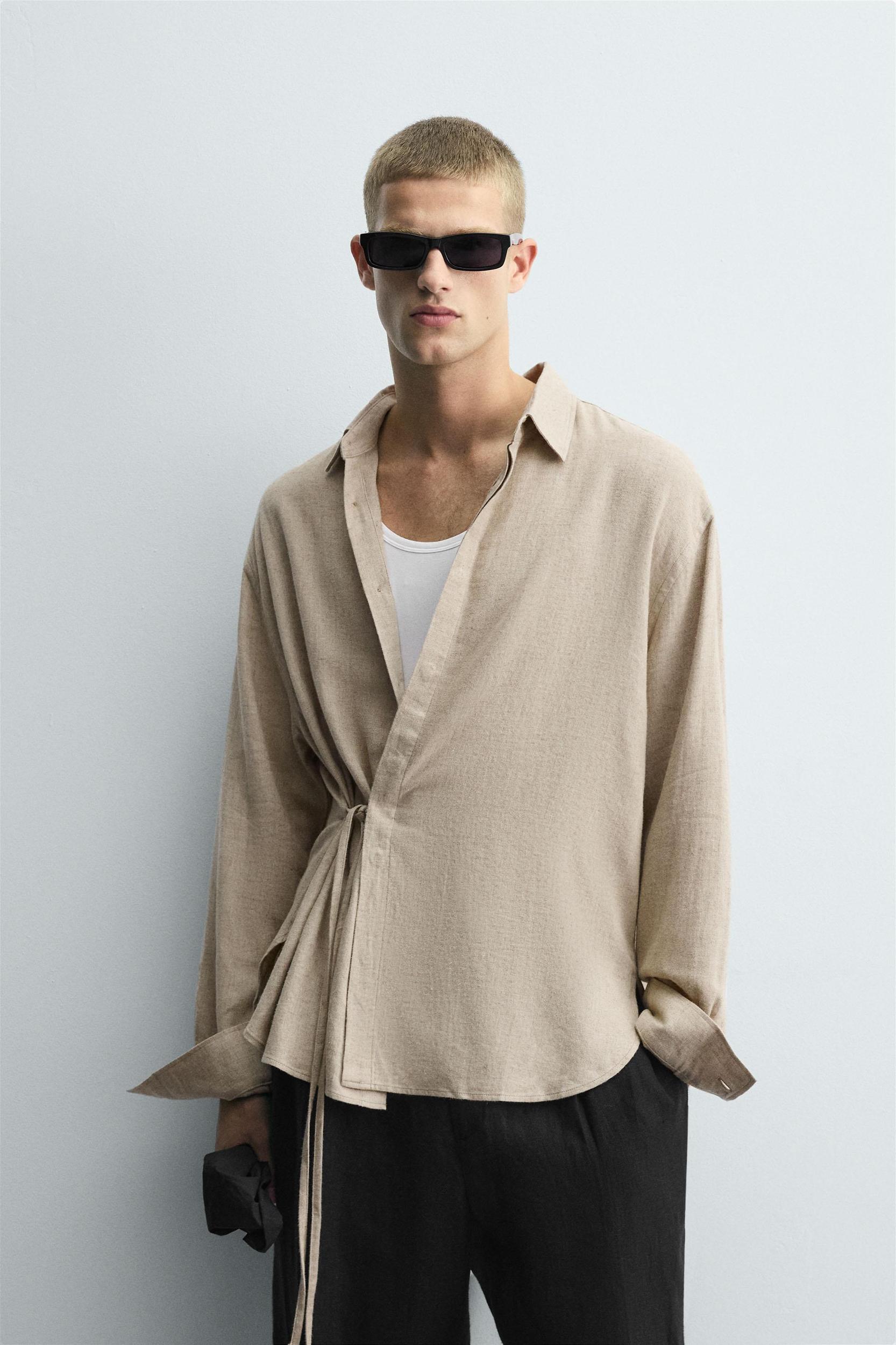 LINEN - VISCOSE TIE SHIRT Product Image