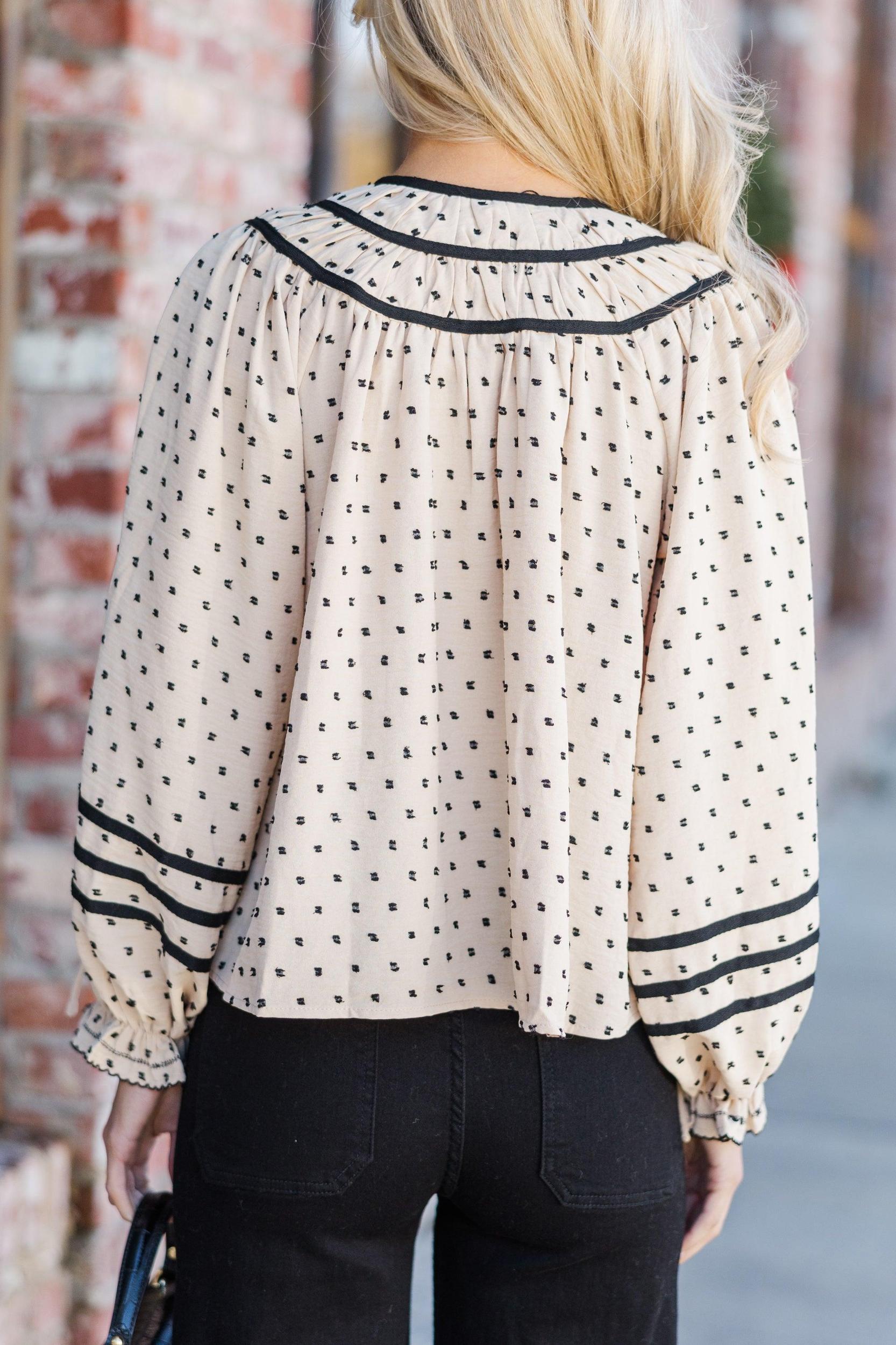Soon To Be Tan Ditsy Dotted Blouse Female Product Image