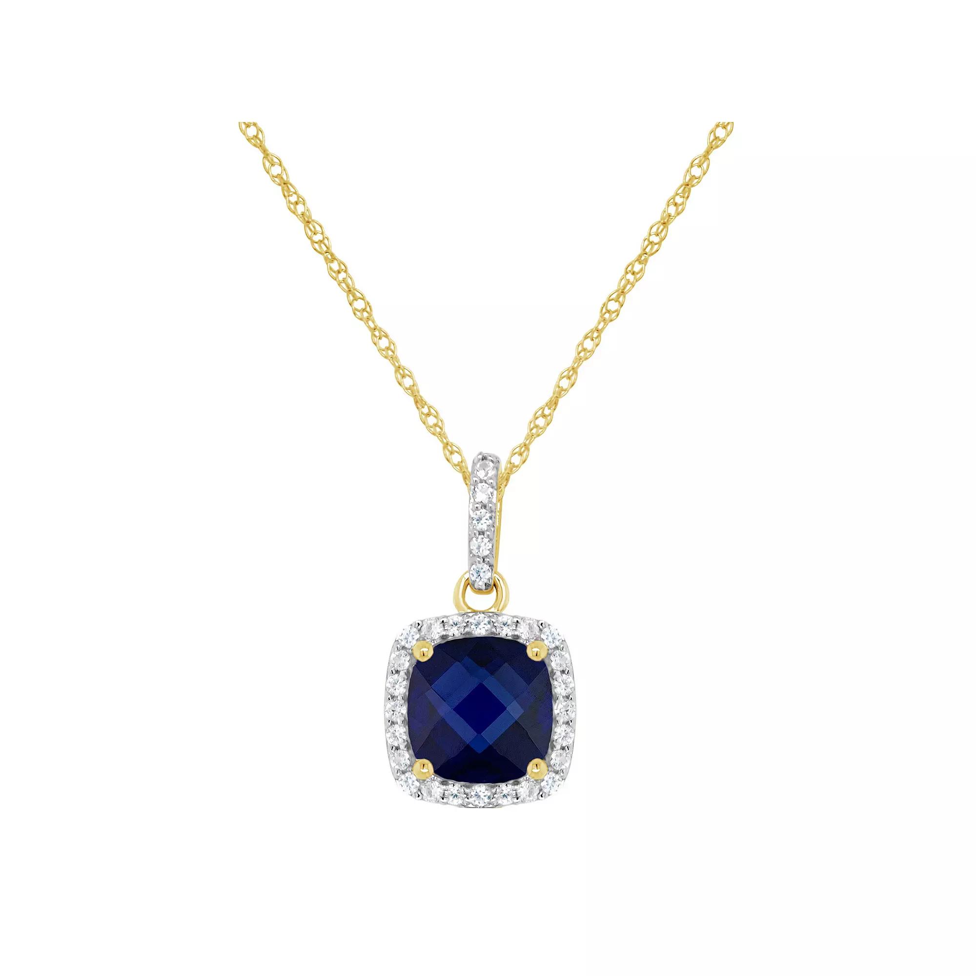 Celebration Gems 10K Yellow Gold 7mm Cushion Gemstone Pendant Necklace, Women's,  Product Image