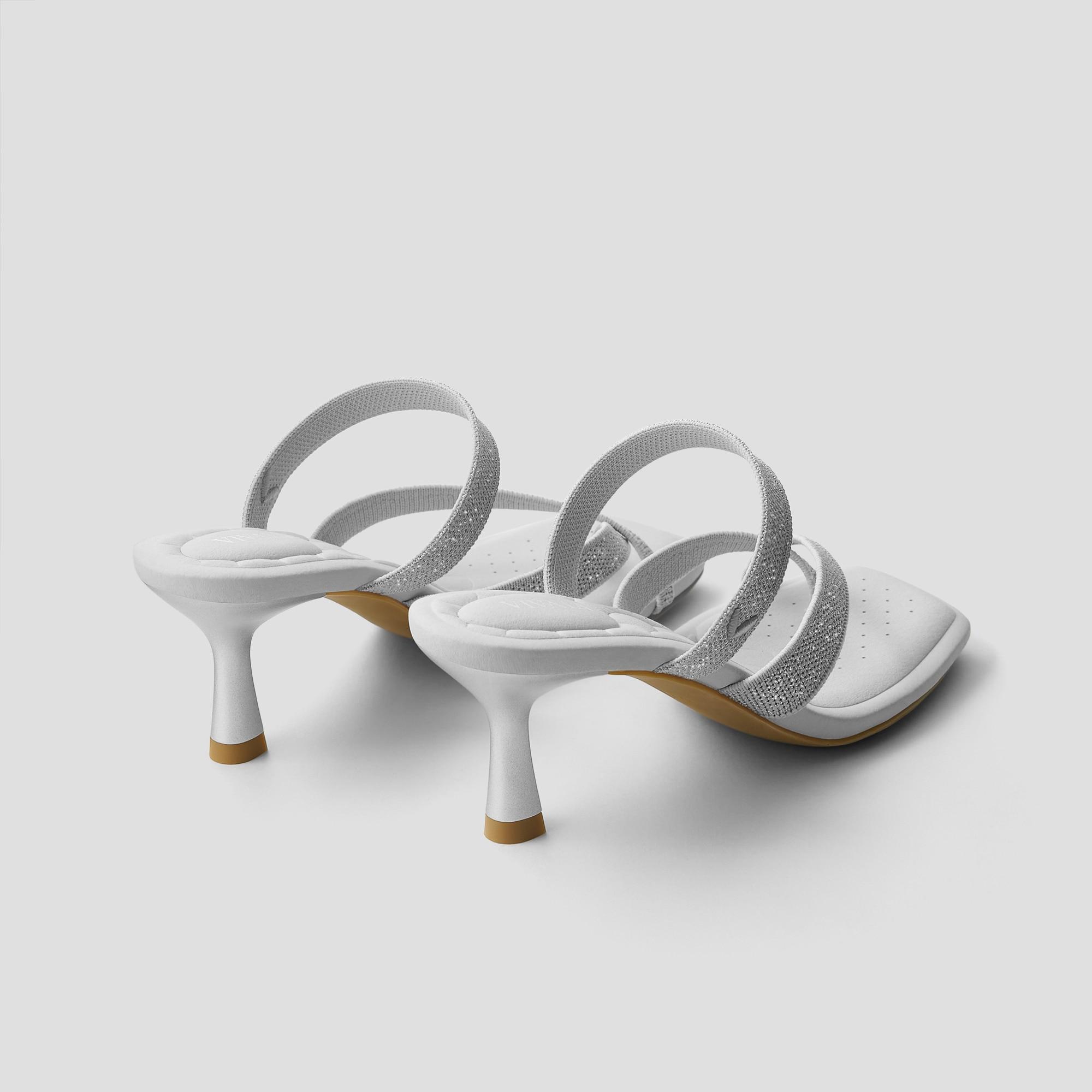 Square-Toe Mid Heel Strappy Sandals (Alina) Product Image