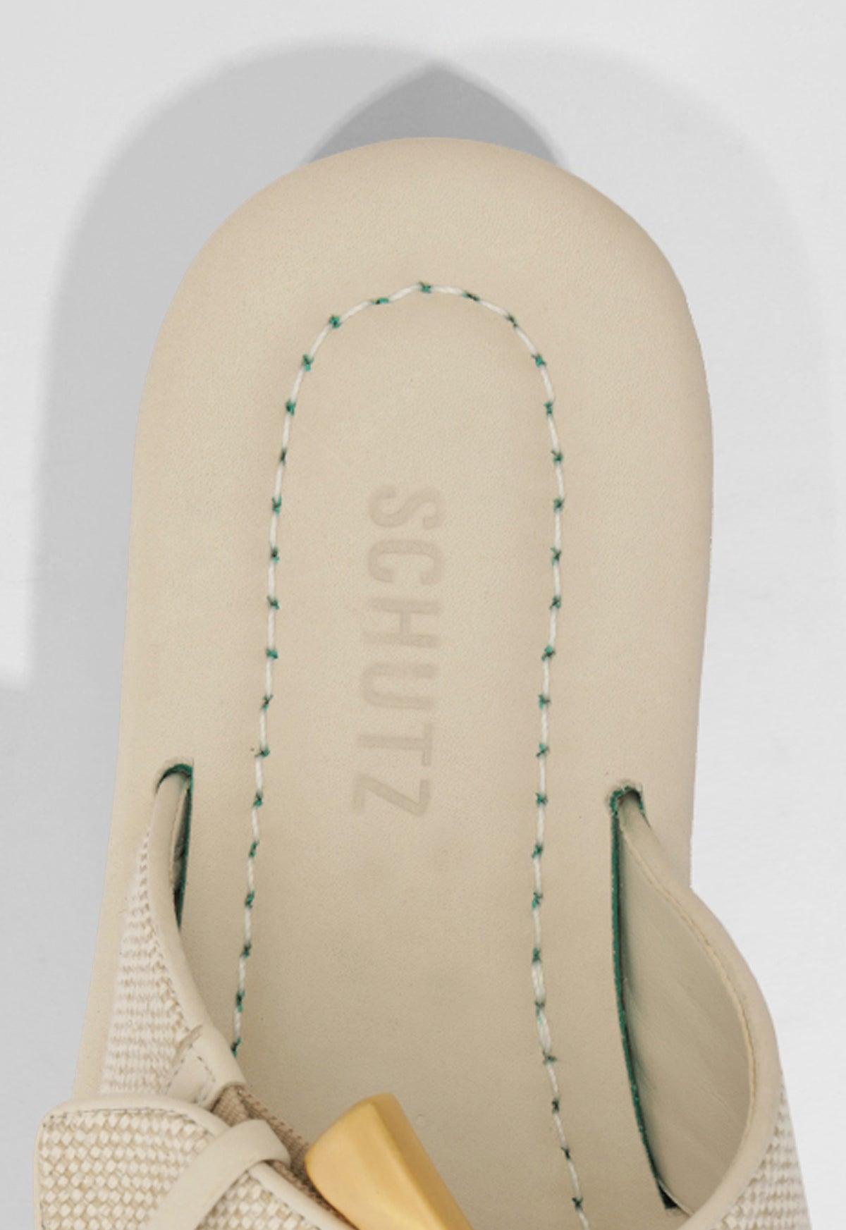 Lois Beige Linen Flat Sandal Product Image