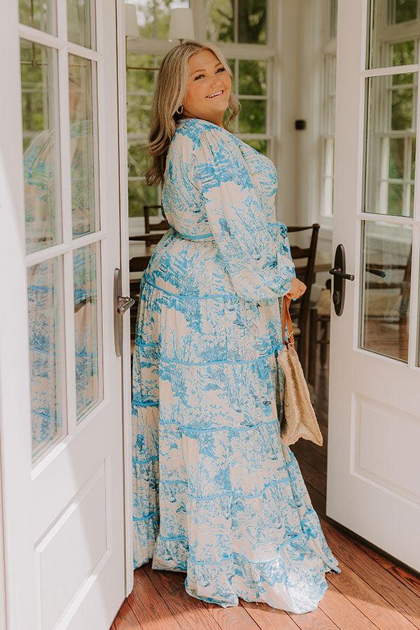 Chateau Chic Tiered Maxi Dress in Sky Blue Curves Product Image