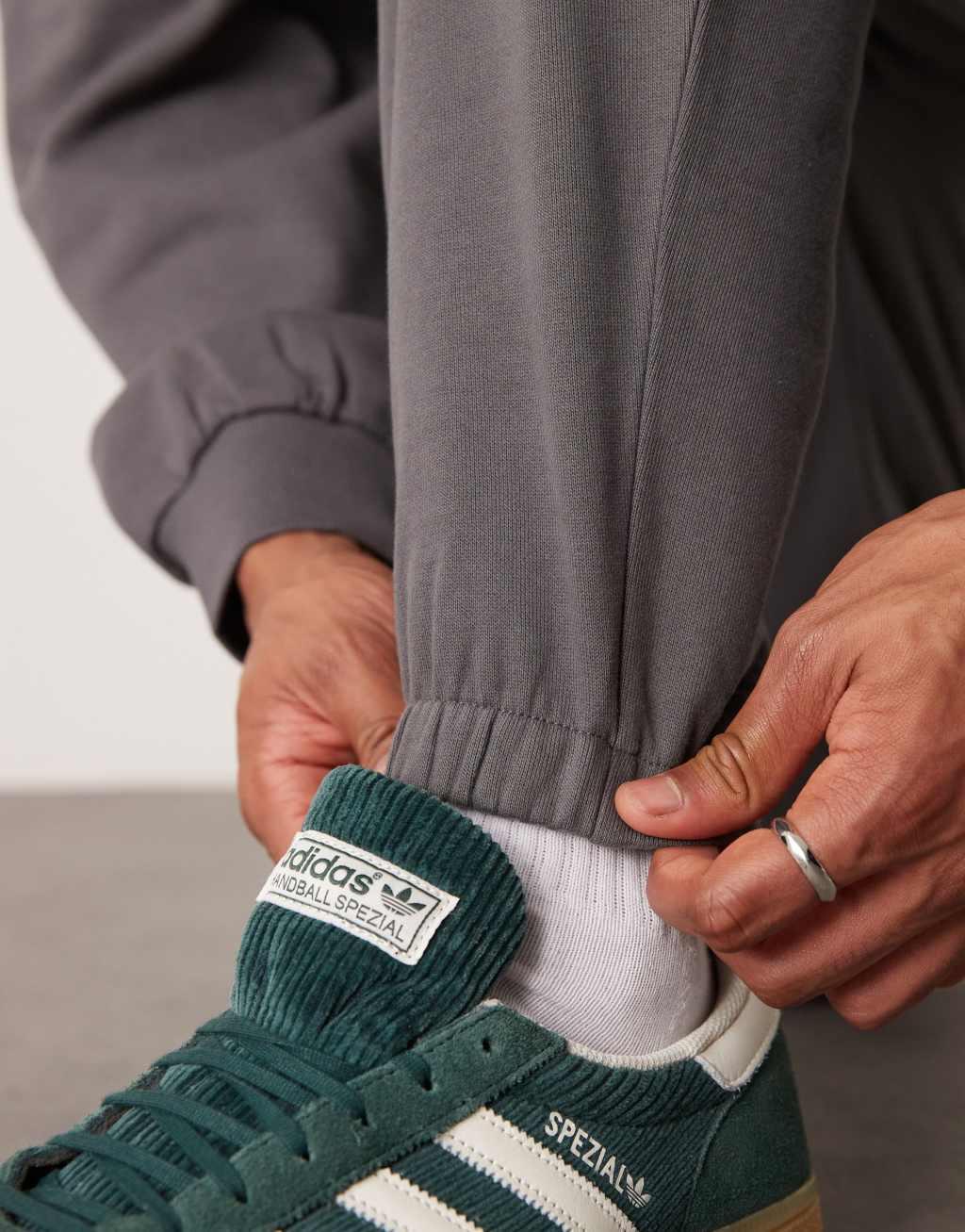 ASOS DESIGN essential tapered sweatpants in charcoal Product Image