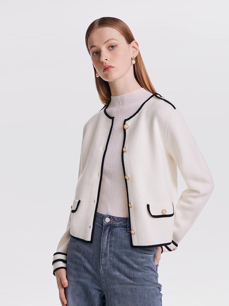Contrast Soft Woolen Cardigan Product Image