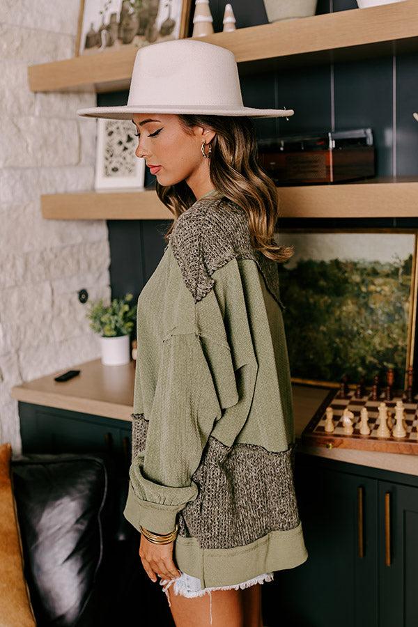Cabin In The Mountains Oversized Knit Sweater in Olive Product Image