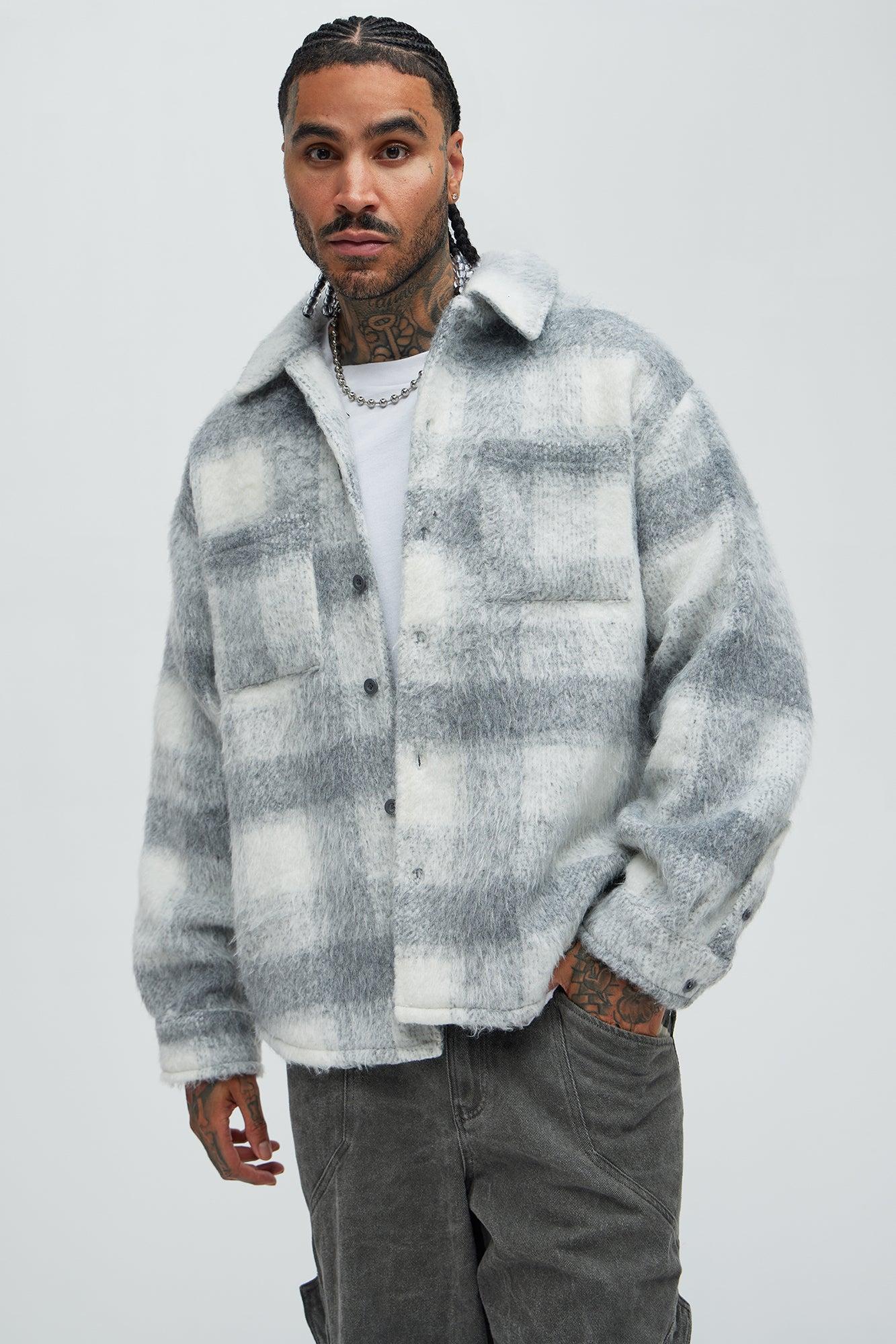 Move Up Plaid Shacket - Grey/Grey Male Product Image