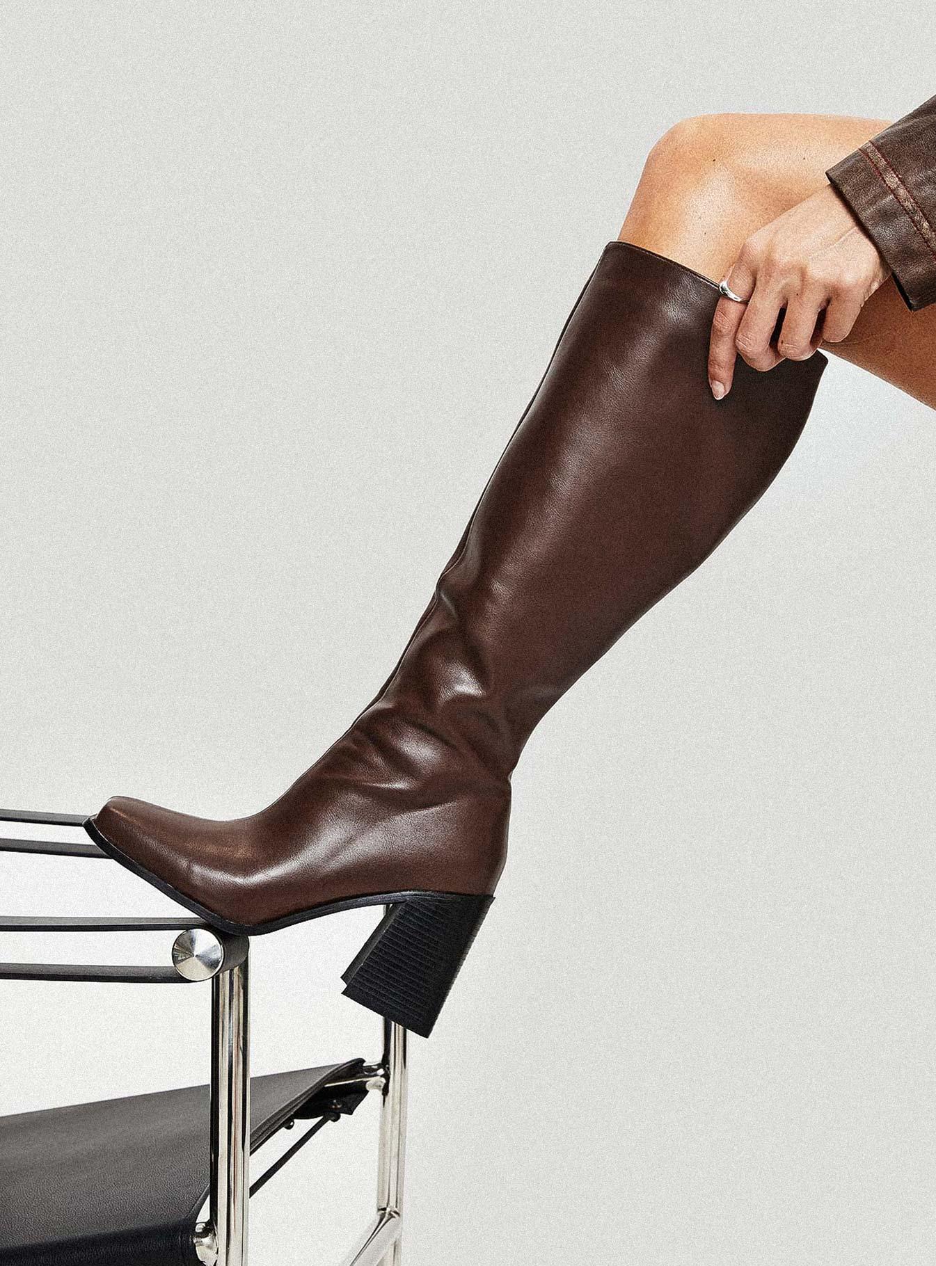 Renzo Knee High Boots Brown Product Image