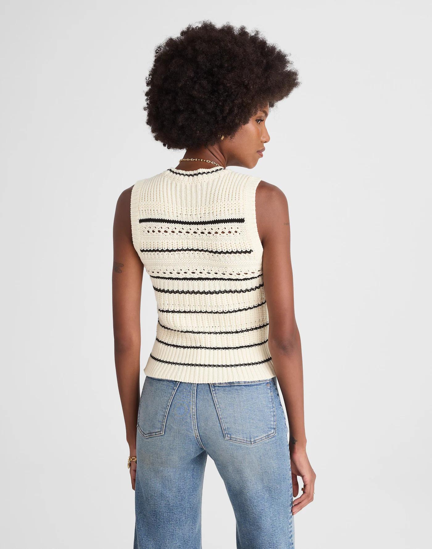 Striped Sweater Vest in 100% Cotton Product Image