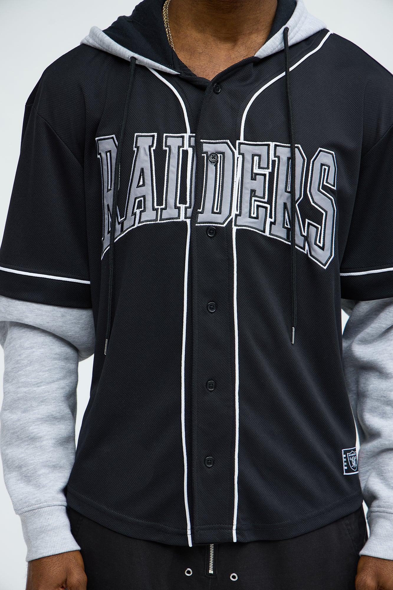 Raiders Clean Up Baseball Hoodie - Grey/Black Product Image