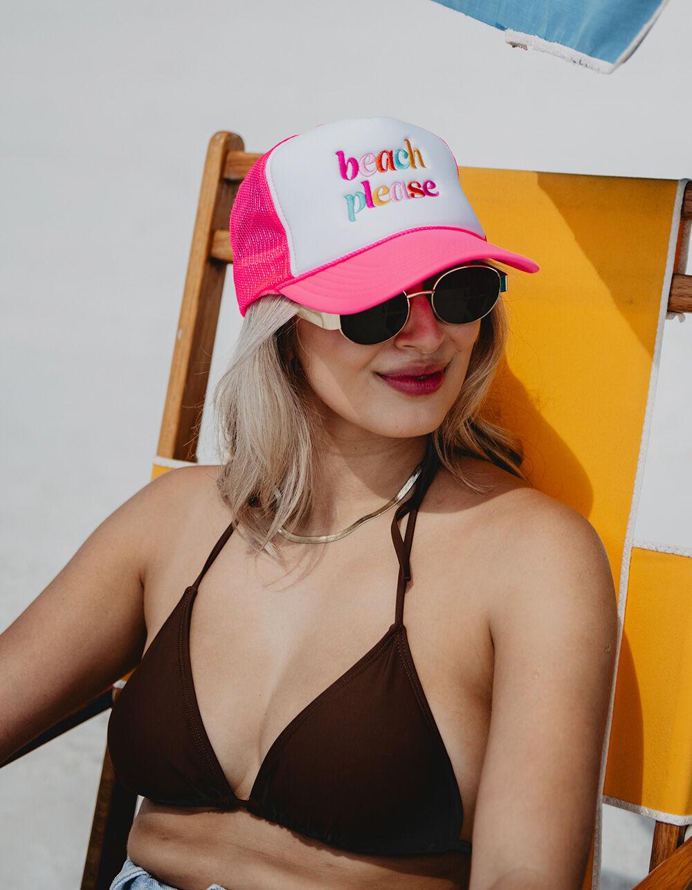 KATYDID Beach Please Foam Trucker Hat - NEON HOT PINK Product Image