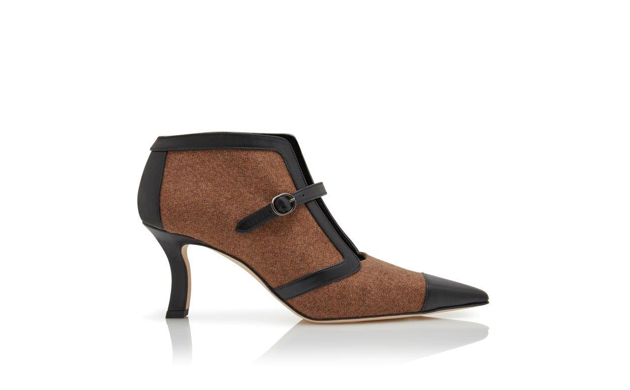 BERMION Brown and Black Wool Ankle Boots Product Image