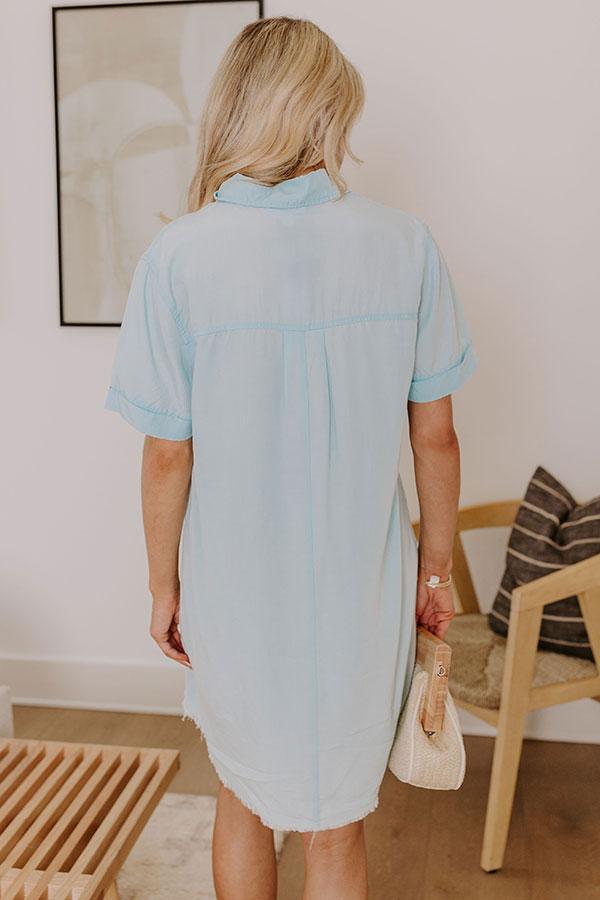 Backyard BBQ Chambray Mini Dress in Sky Blue Product Image