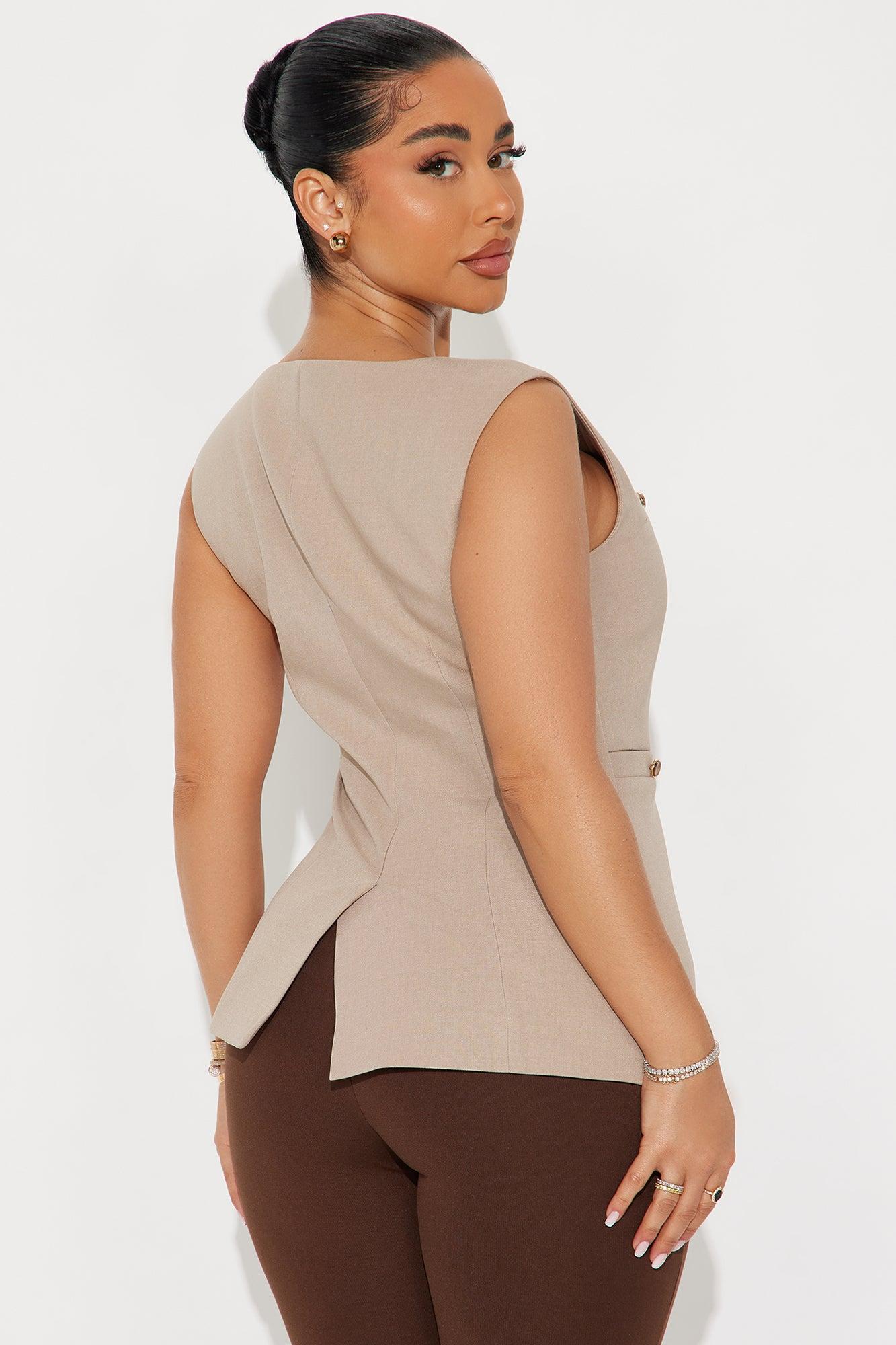 Confident In Me Vest - Taupe Product Image