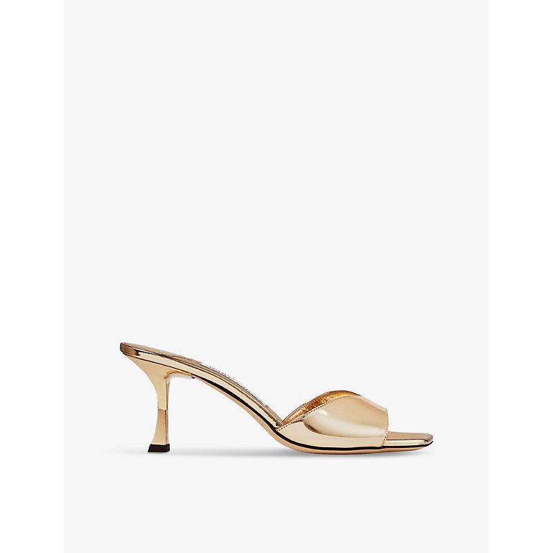 JIMMY CHOO Skye 70 Metallic Leather Sandals In Gold Product Image