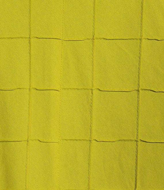 Ali Miles Plus Size Solid Allover Textured Square Pattern Soft Point Collar 3/4 Sleeve Button Front Tunic Product Image