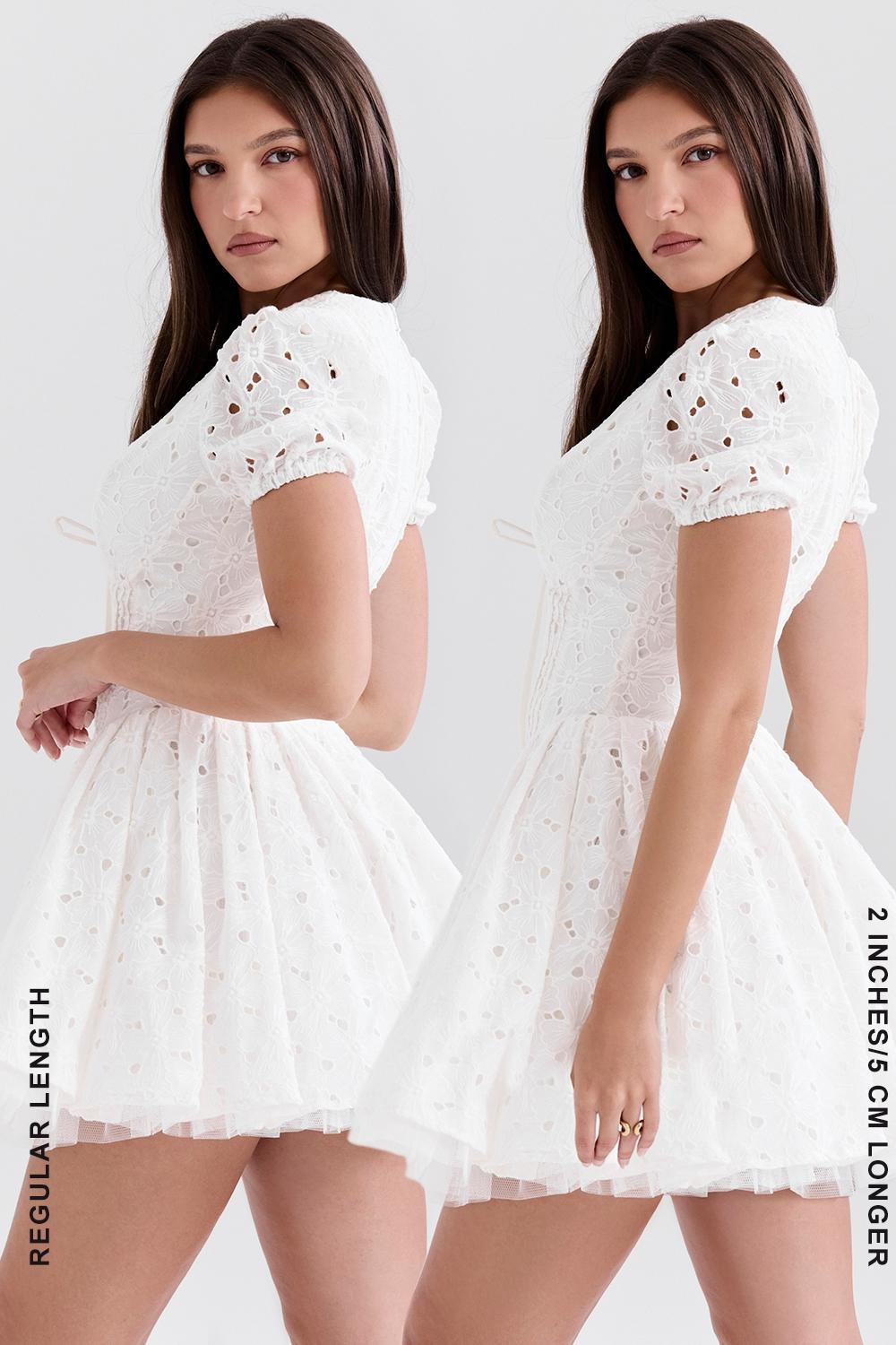 Imani  white pleated broderie anglais mini dress Product Image