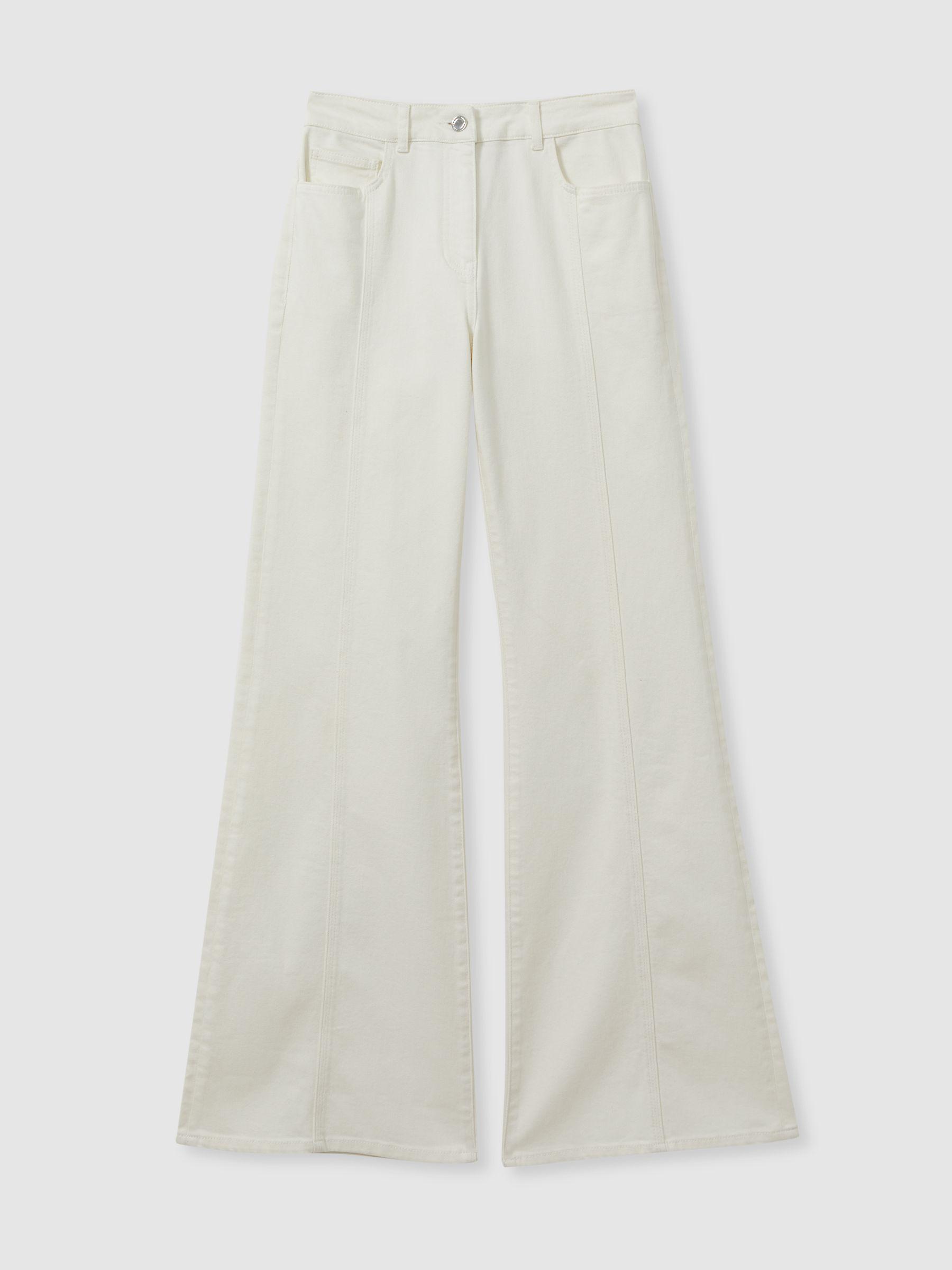 Petite Flared Front Seam Jeans in Ecru Product Image