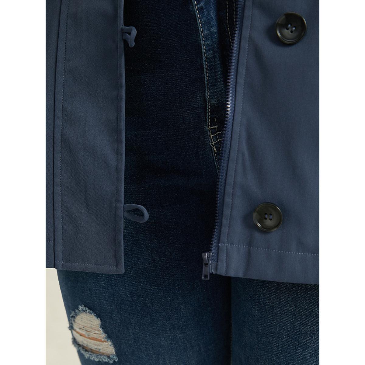 Plus Size Striped Patchwork Zipper Pocket Drawstring Coat Women DarkBlue Casual Contrast Ladies Everyday Winter Coats BloomChic 26/4X Product Image