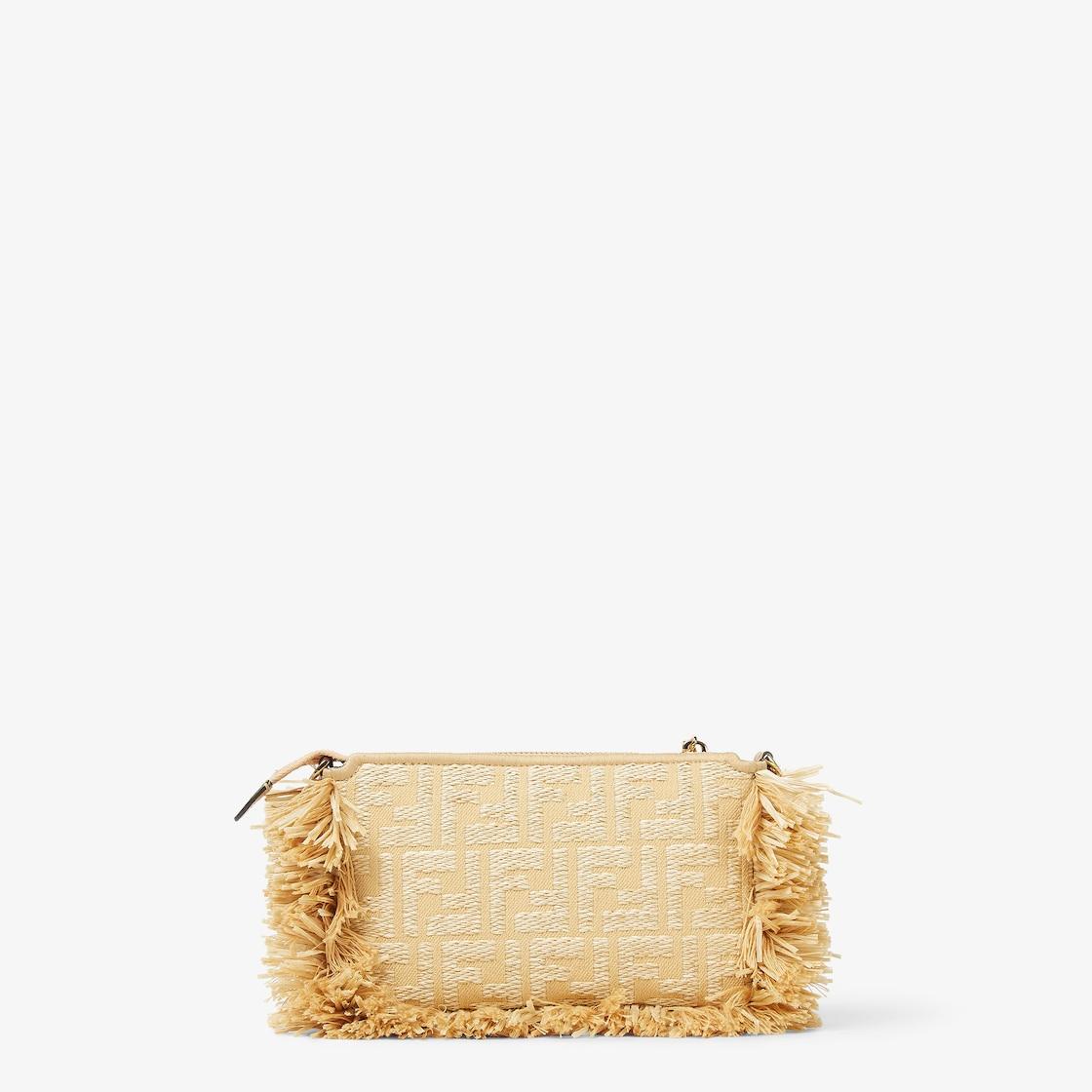 Baguette PouchJacquard fabric pouch with chain and raffia FF Product Image