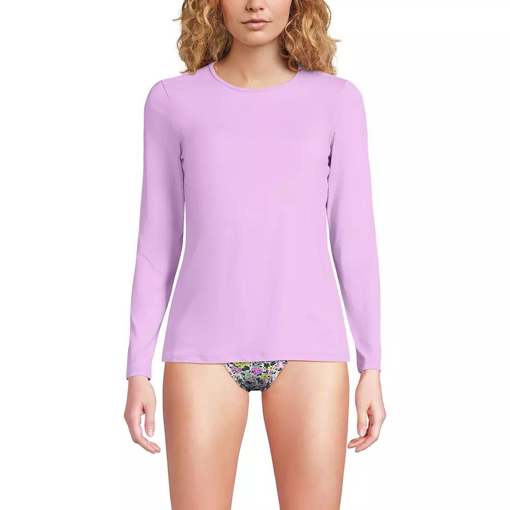 Women's Lands' End UPF 50 Long Sleeve Rash Guard, Size: XS, Wild Purple Product Image