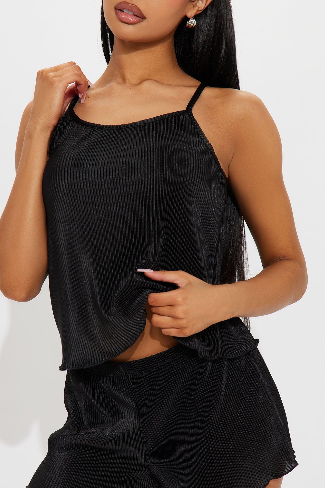 Always Bedtime Plisse PJ Short Set - Black Product Image