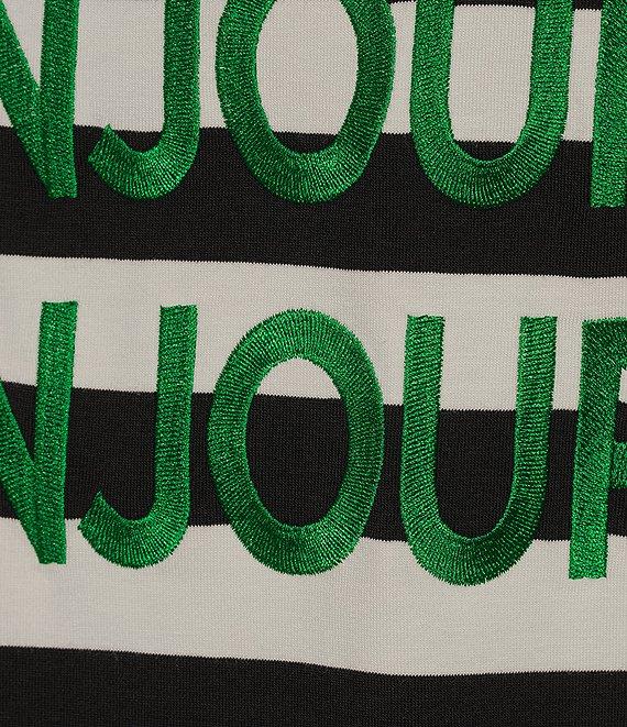 KARL LAGERFELD PARIS Jersey Knit Stripe Bonjour Crew Neck Short Sleeve Tee Product Image